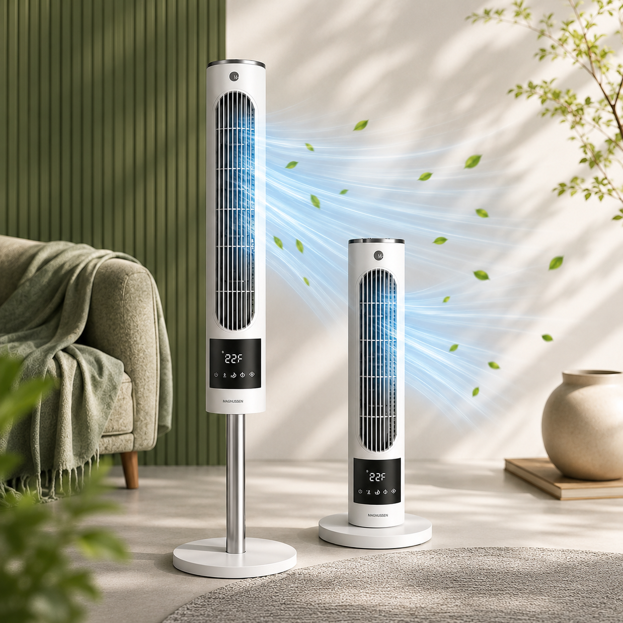 Ventilateur colonne portable blanc