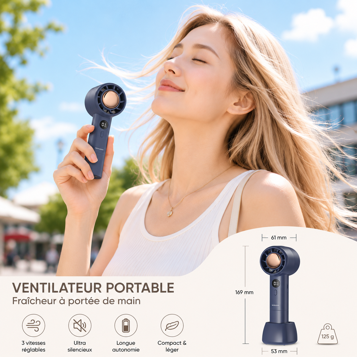 Ventilateur turbo nomade bleu compact