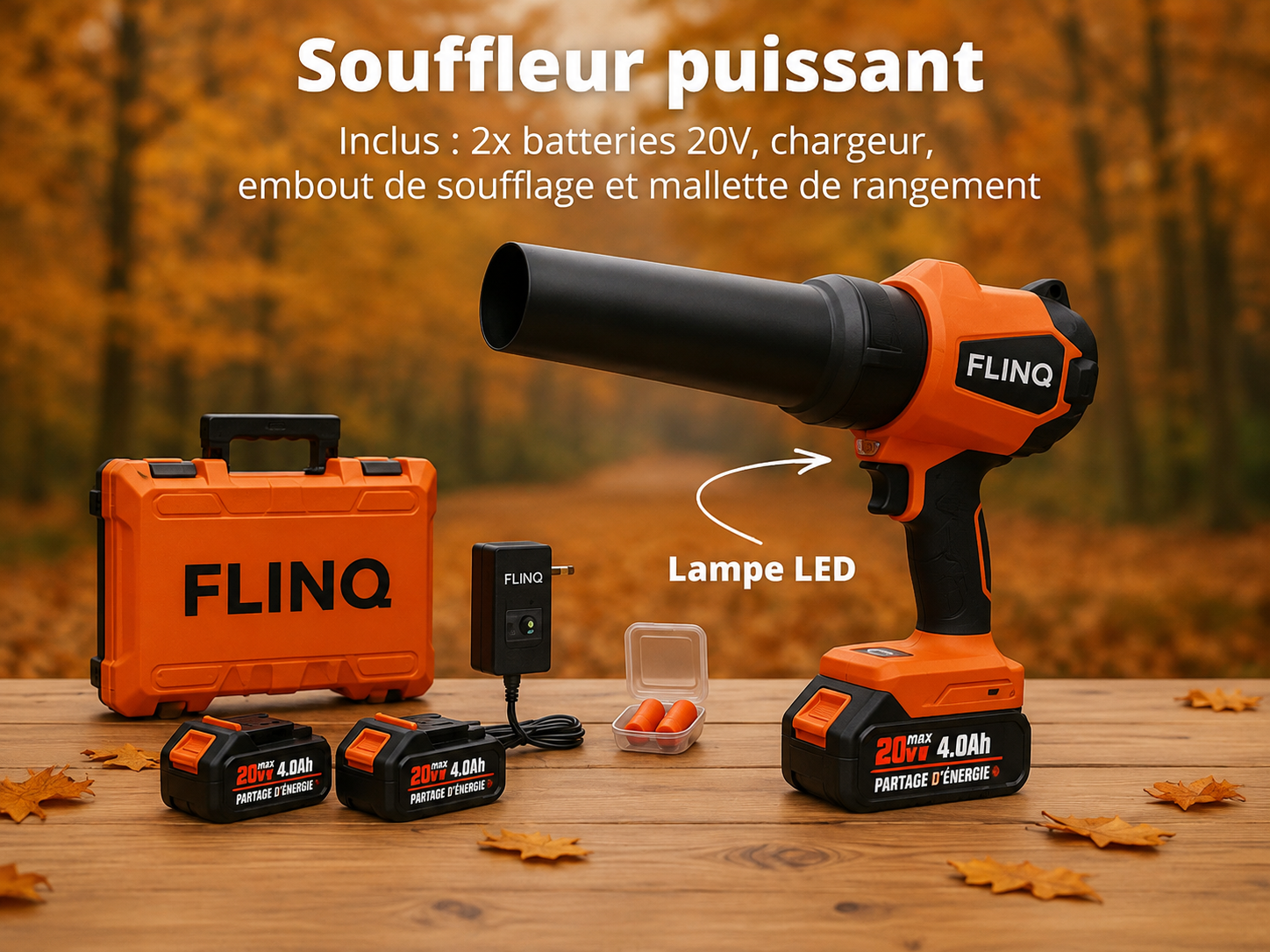 FlinQ - Souffleur à main à batterie multifonctionnel Premium