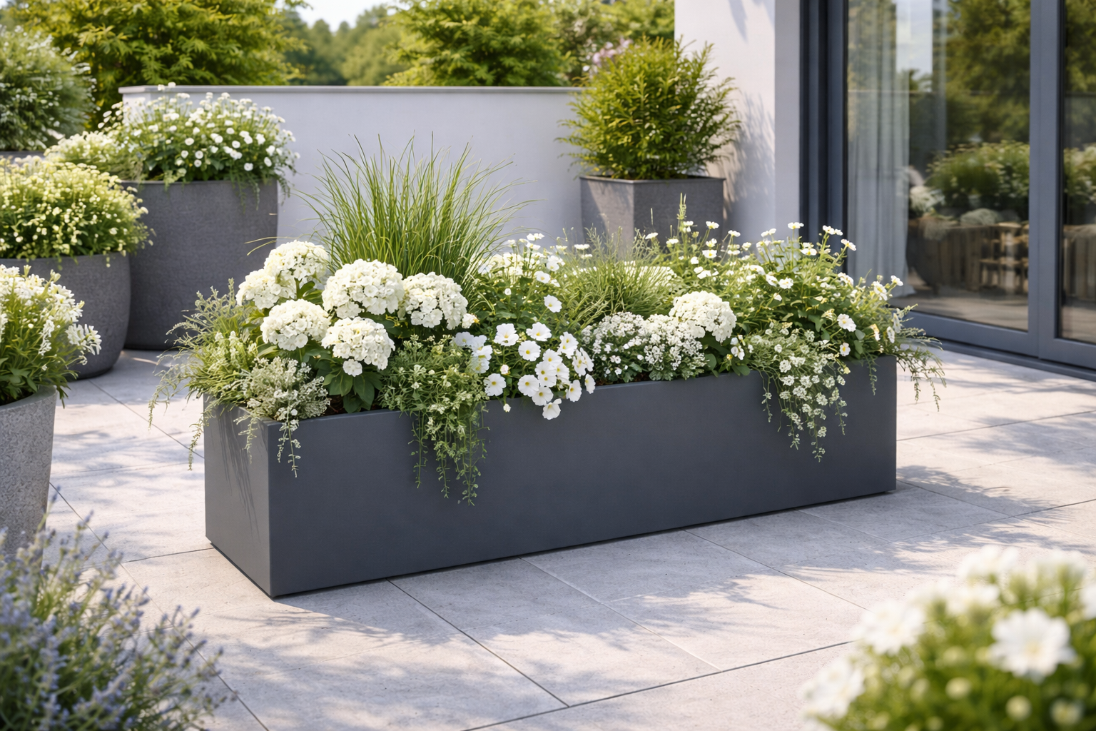 Jardinière rectangulaire Gaia - 1000 x 400 x 400 mm - Gris anthracite