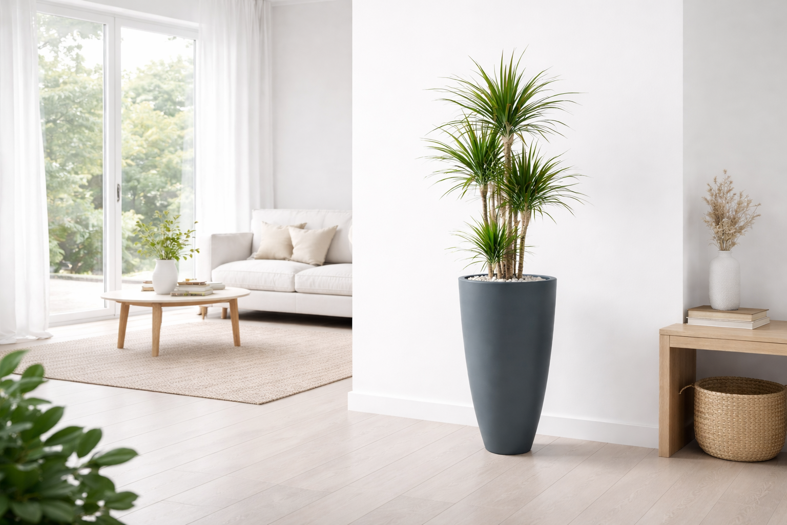 Jardinière en ogive Bora - diam. 500  x 900 mm - Gris anthracite