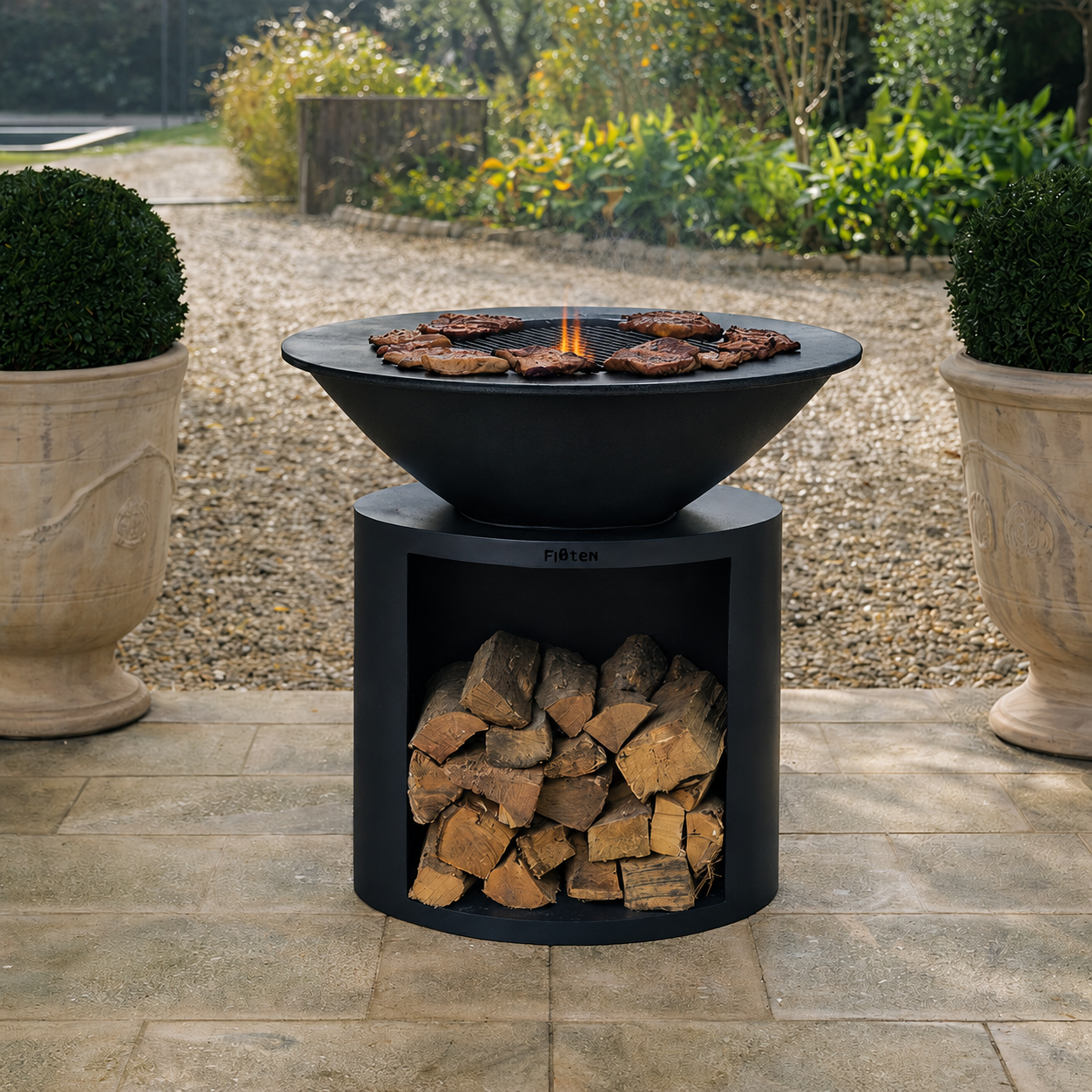 Brasero plancha Ellipse 80 thermolaqué noir plaque inox