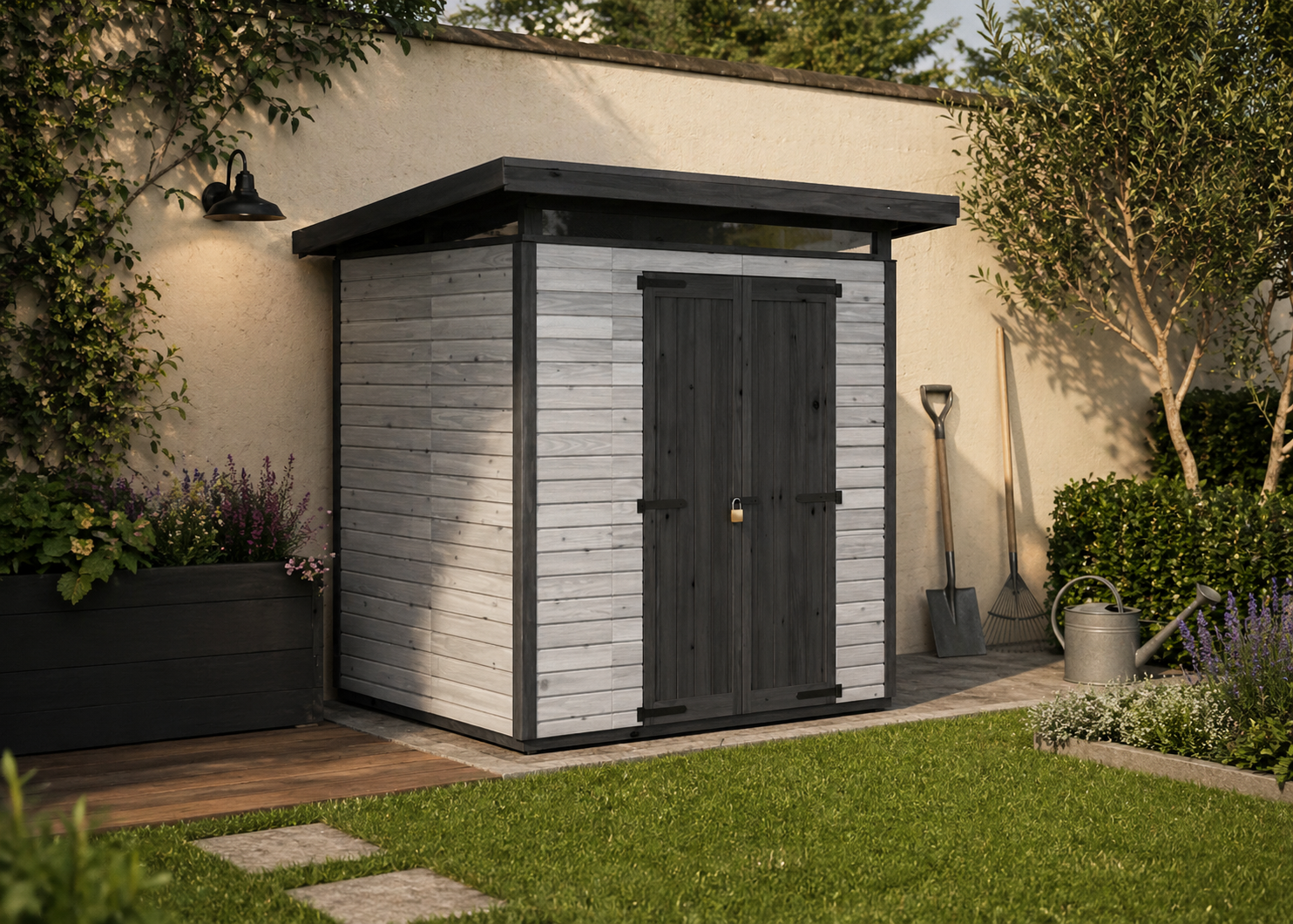 Abri de jardin en bois 203x203 cm Gris