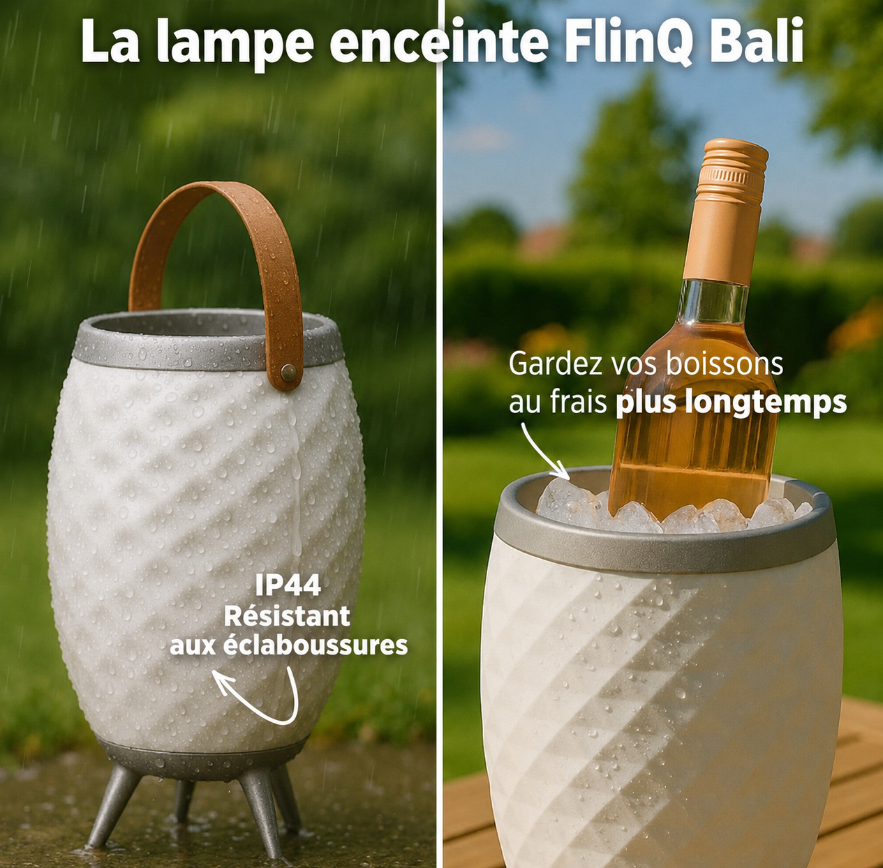 Lampe-enceinte LED sans fil avec refroidisseur à vin intégré Bali XL - Bluetooth - RGB - Blanc