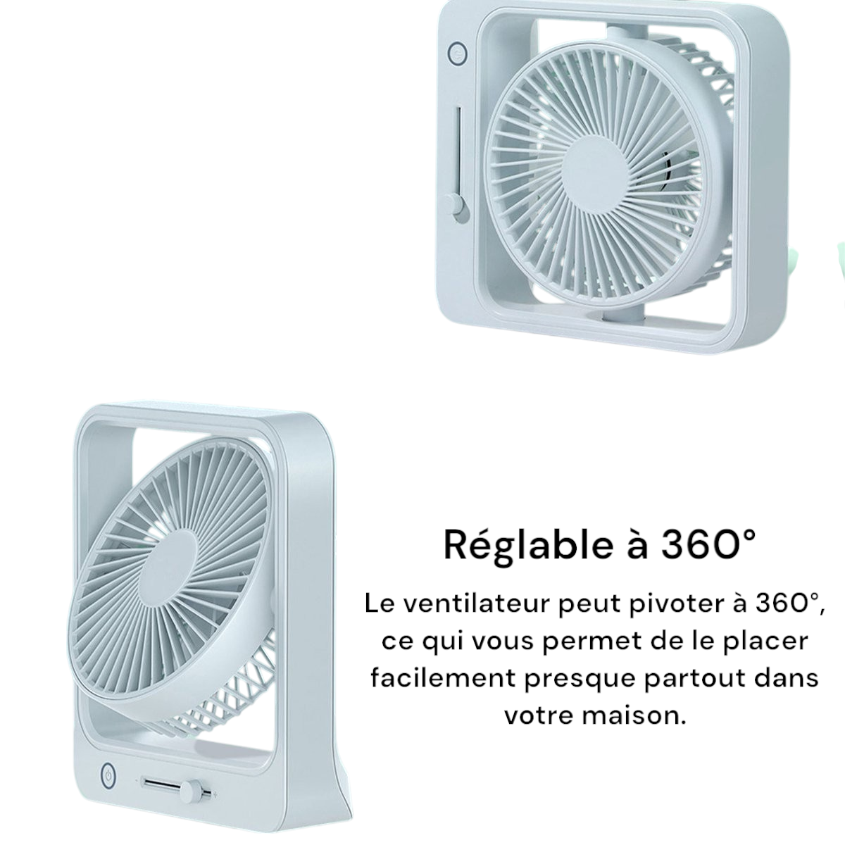 Ventilateur Coolcube blanc sans fil - Rechargeable - Vitesse réglable