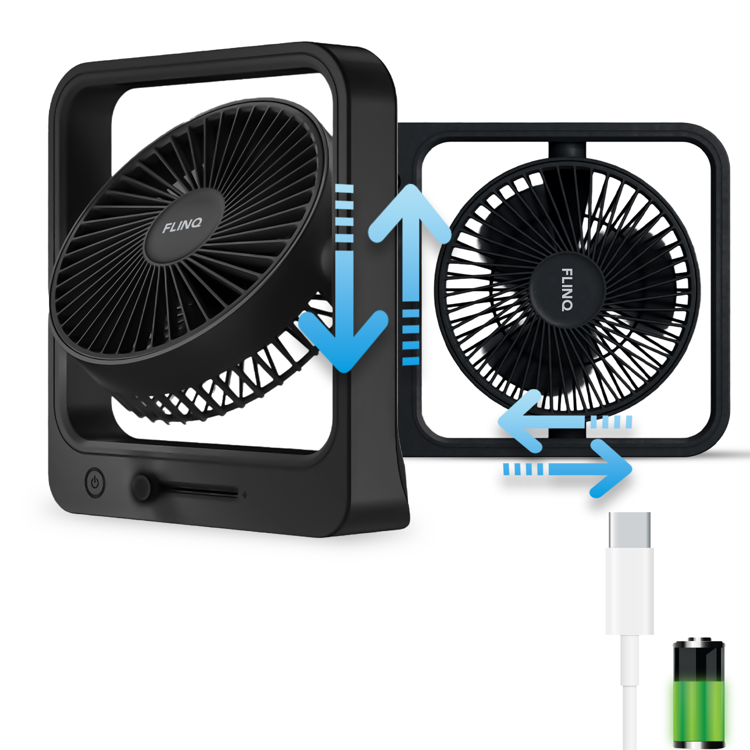 Ventilateur Coolcube noir sans fil - Rechargeable - Vitesse réglable
