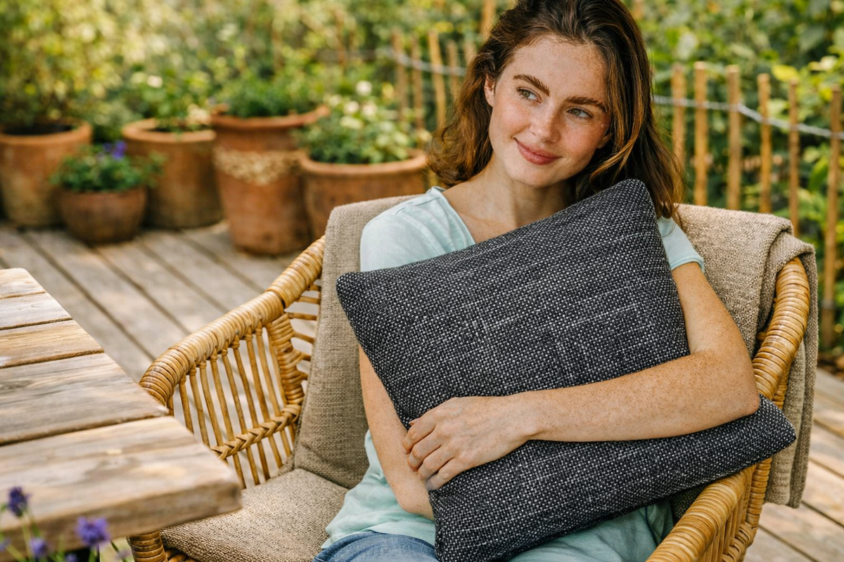 Coussin chauffant infrarouge sans fil avec batterie - Gris Foncé