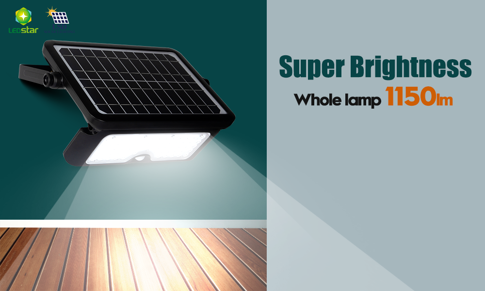 FlinQ Solar LED Floodlight 5W - Projecteur à énergie solaire - Lampe d'extérieur - IP65 - Lumière vive avec détecteur de mouvement