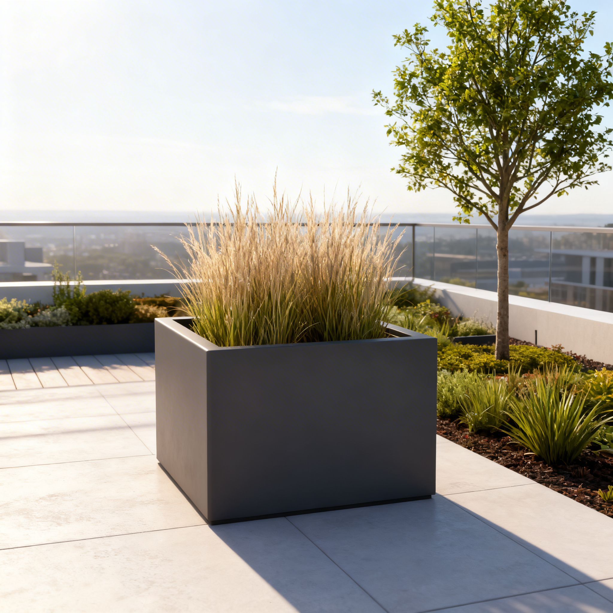 Jardinière carrée Eos - 1200 x 1200 x 1000 mm - Gris anthracite