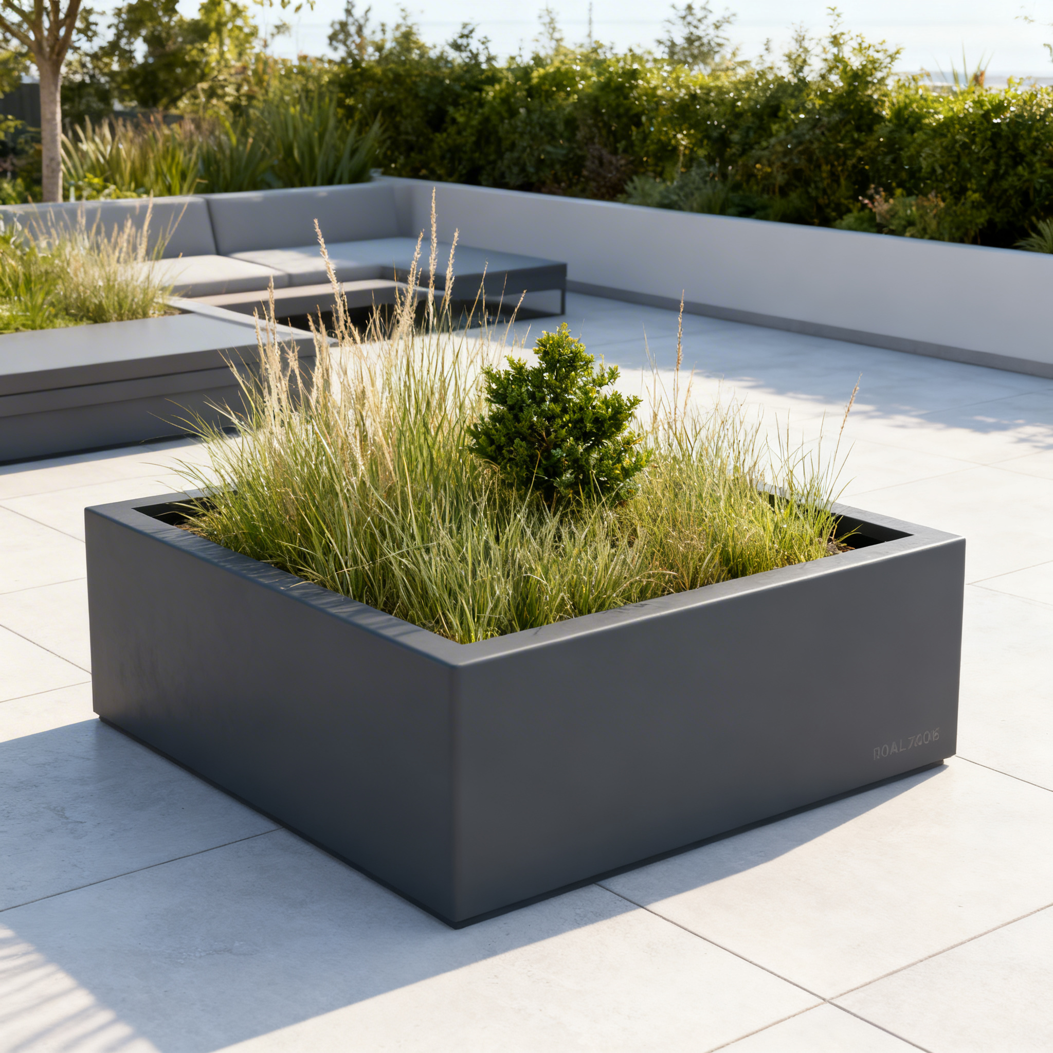 Jardinière carrée Eos - 1000 x 1000 x 400 mm - Gris anthracite