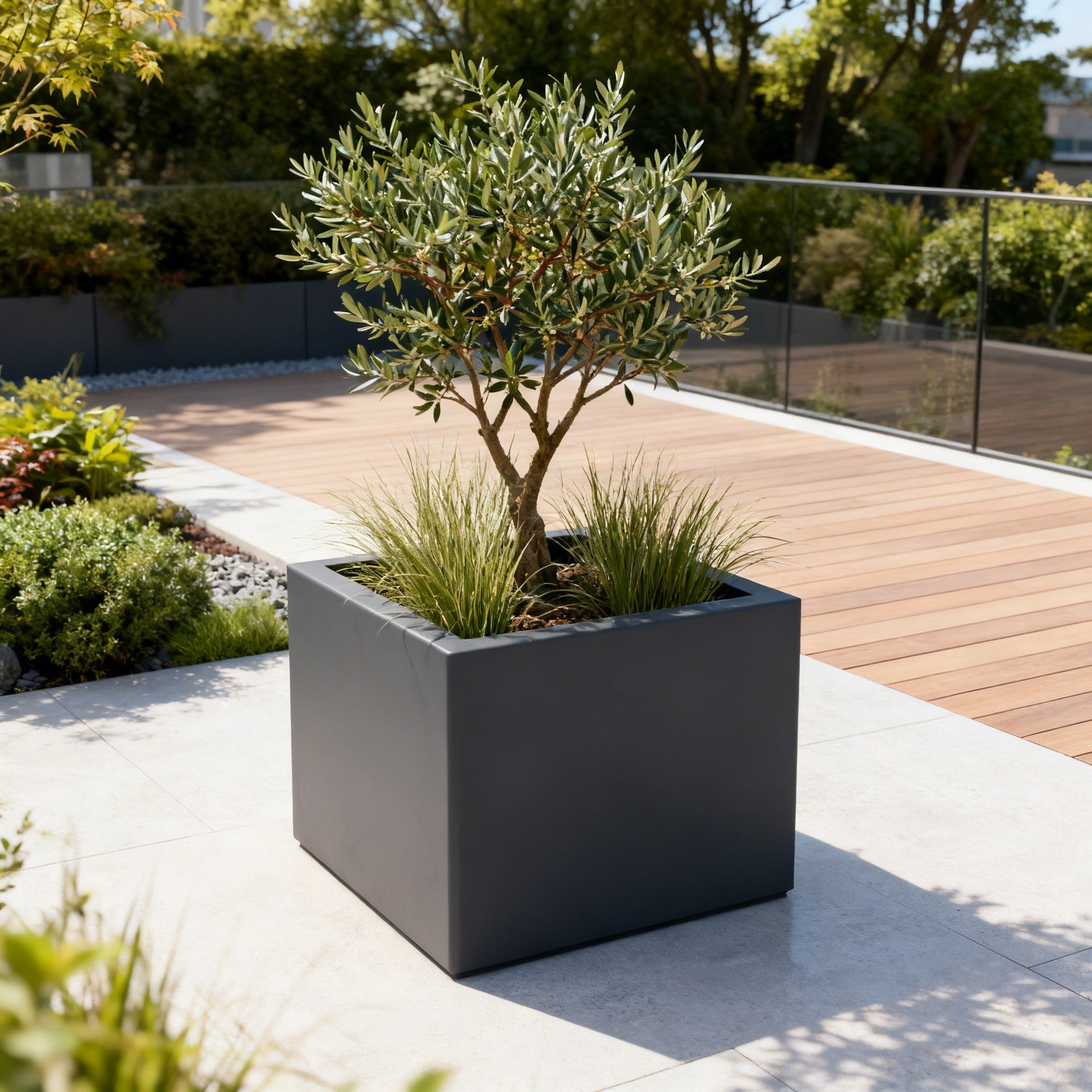 Jardinière carrée Eos - 800 x 800 x 600 mm - Gris anthracite