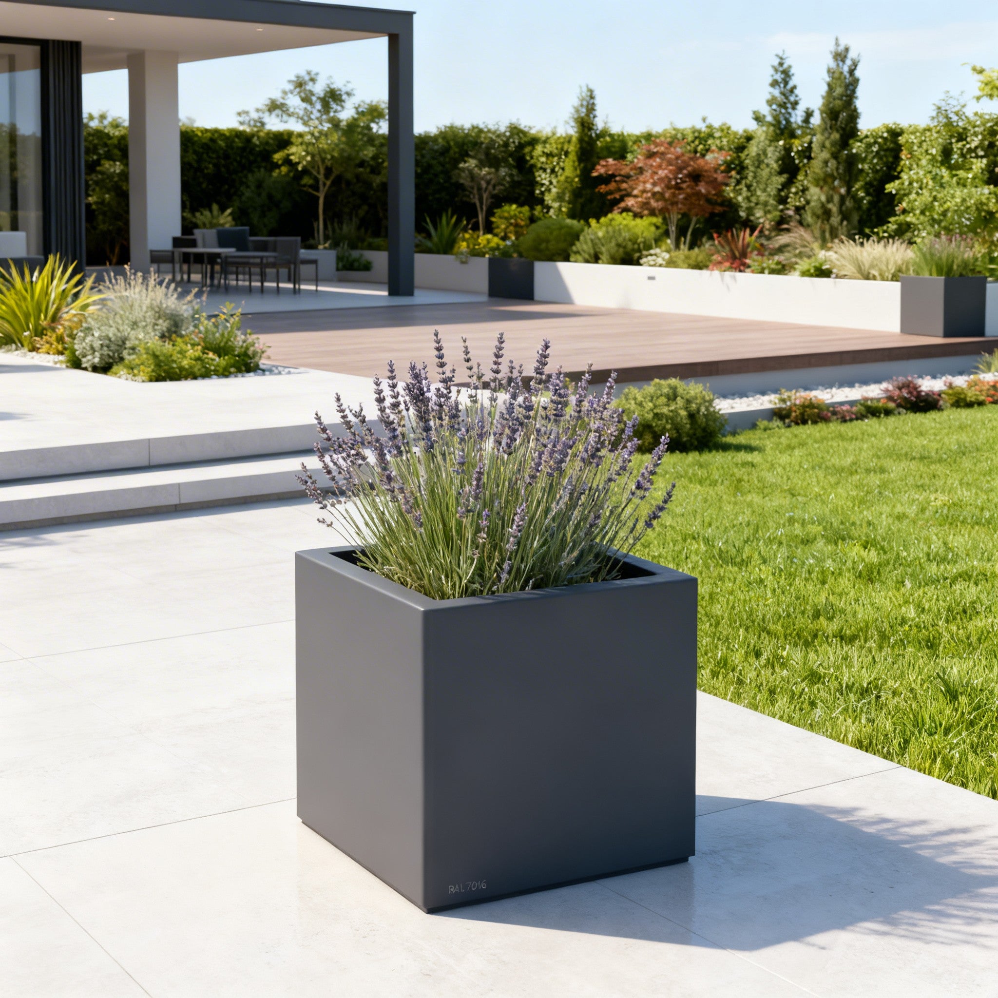 Jardinière carrée Eos - 500 x 500 x 500 mm - Gris anthracite