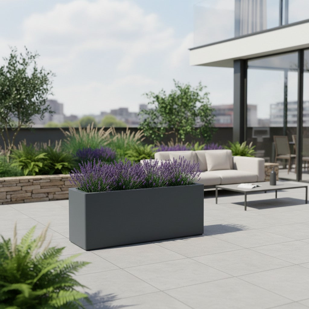 Jardinière rectangulaire Gaia - 1500 x 500 x 600 mm - Gris anthracite