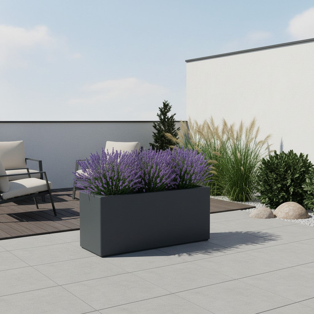 Jardinière rectangulaire Gaia - 1200 x 500 x 600 mm - Gris anthracite