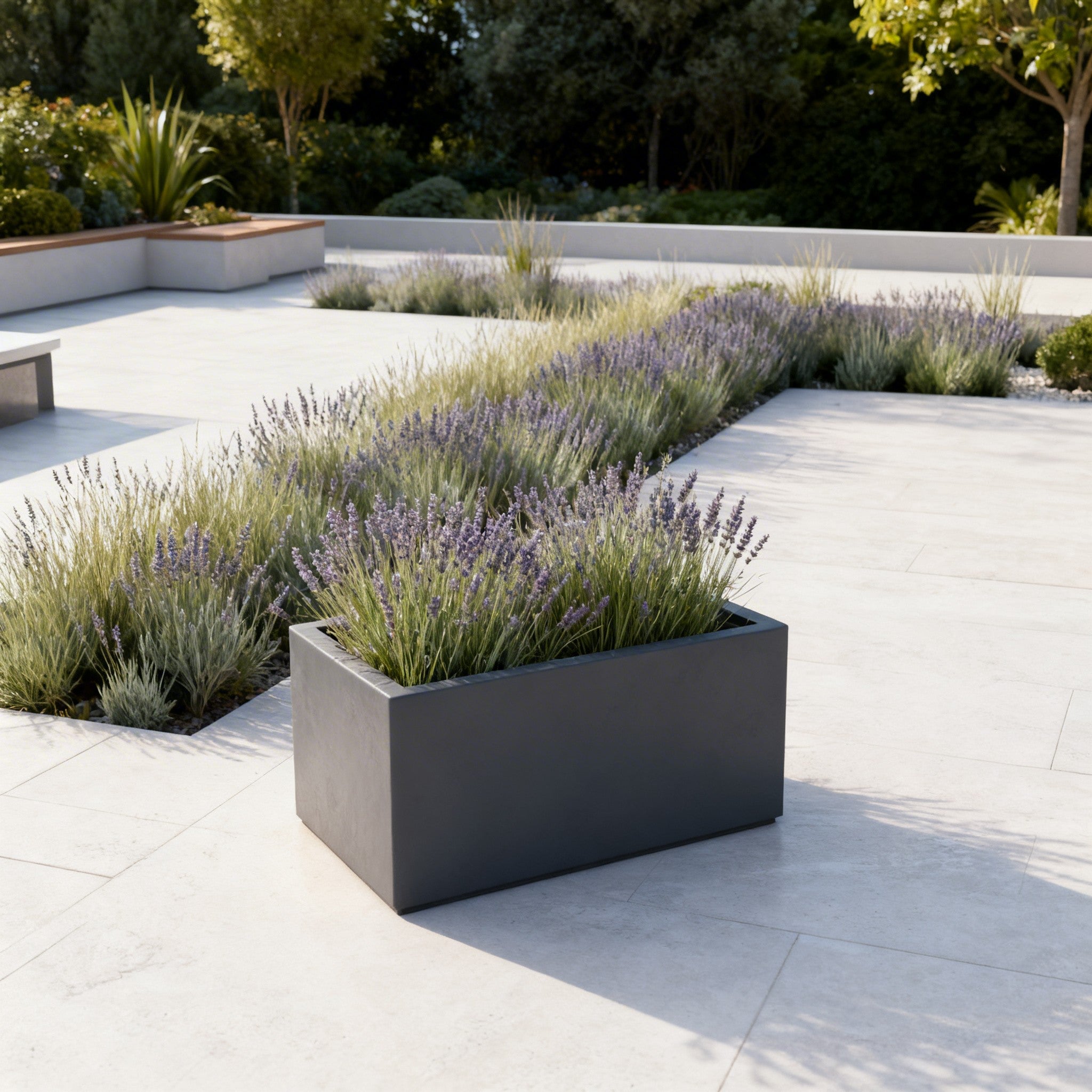 Jardinière rectangulaire Gaia - 1000 x 500 x 500 mm - Gris anthracite