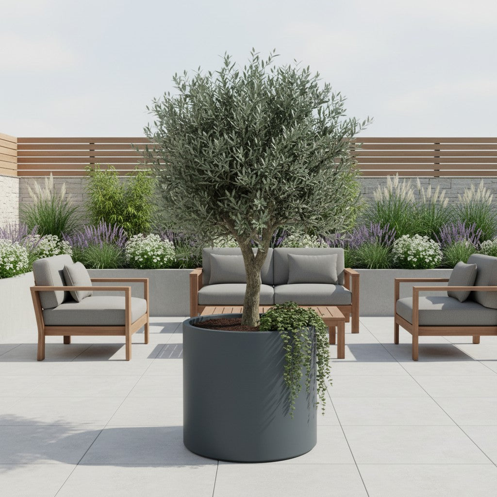 Jardinière ronde Talos - diam. 600  x 600 mm - Gris anthracite