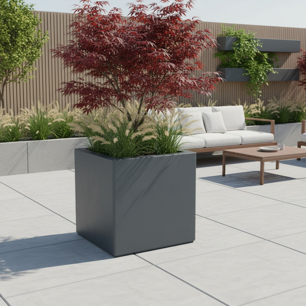 Jardinière carrée Eos - 800 x 800 x 800 mm - Gris anthracite