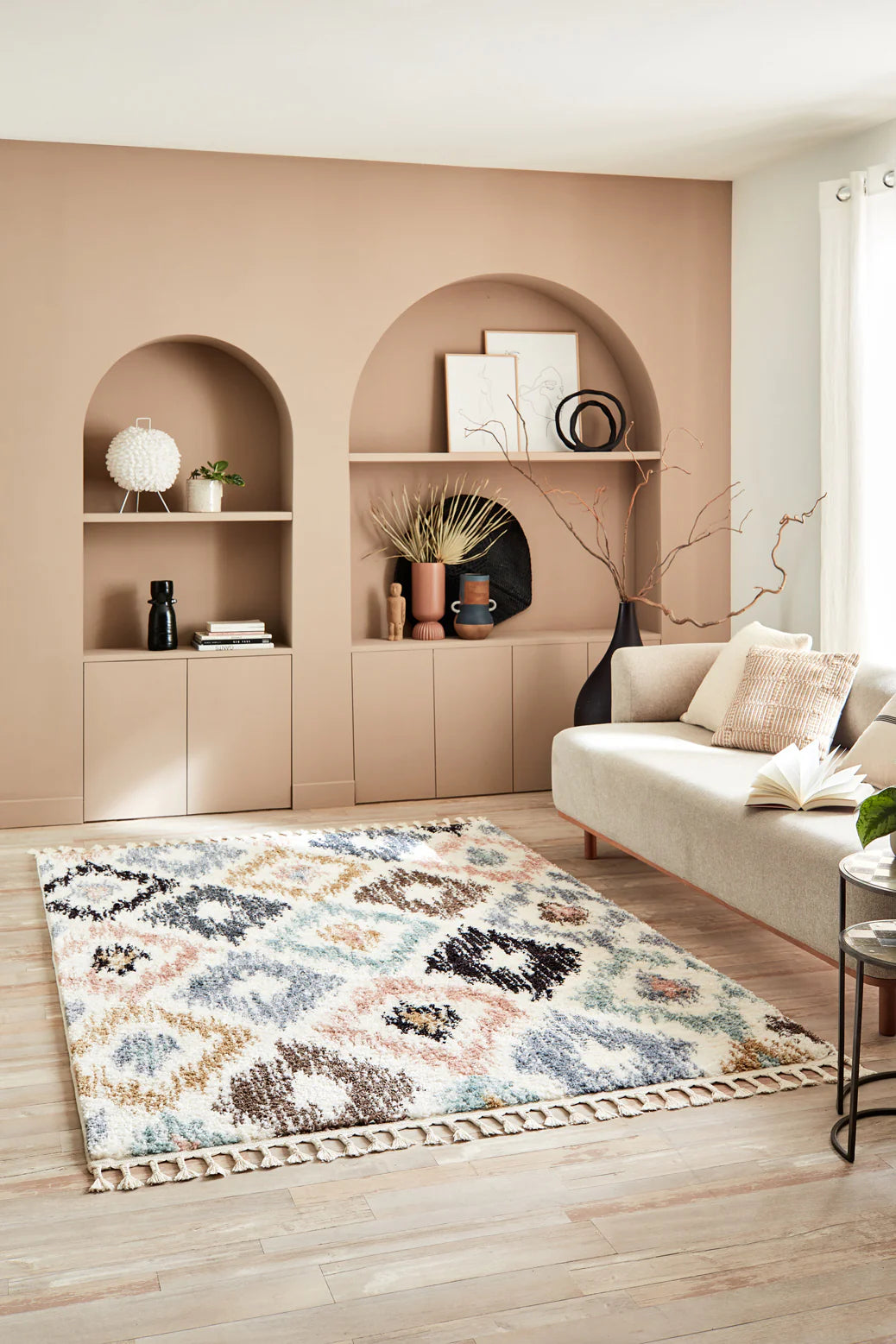 Tapis berbère à motifs losanges colorés muticolore – Delya