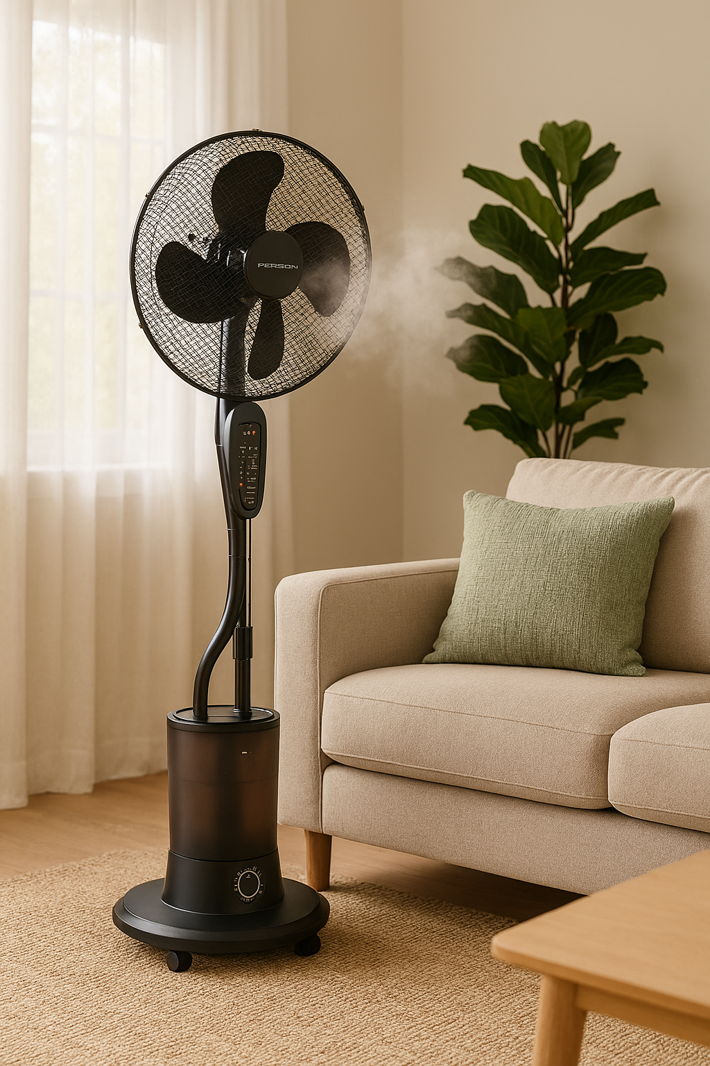 Ventilateur humidificateur mobile 40 cm Noir