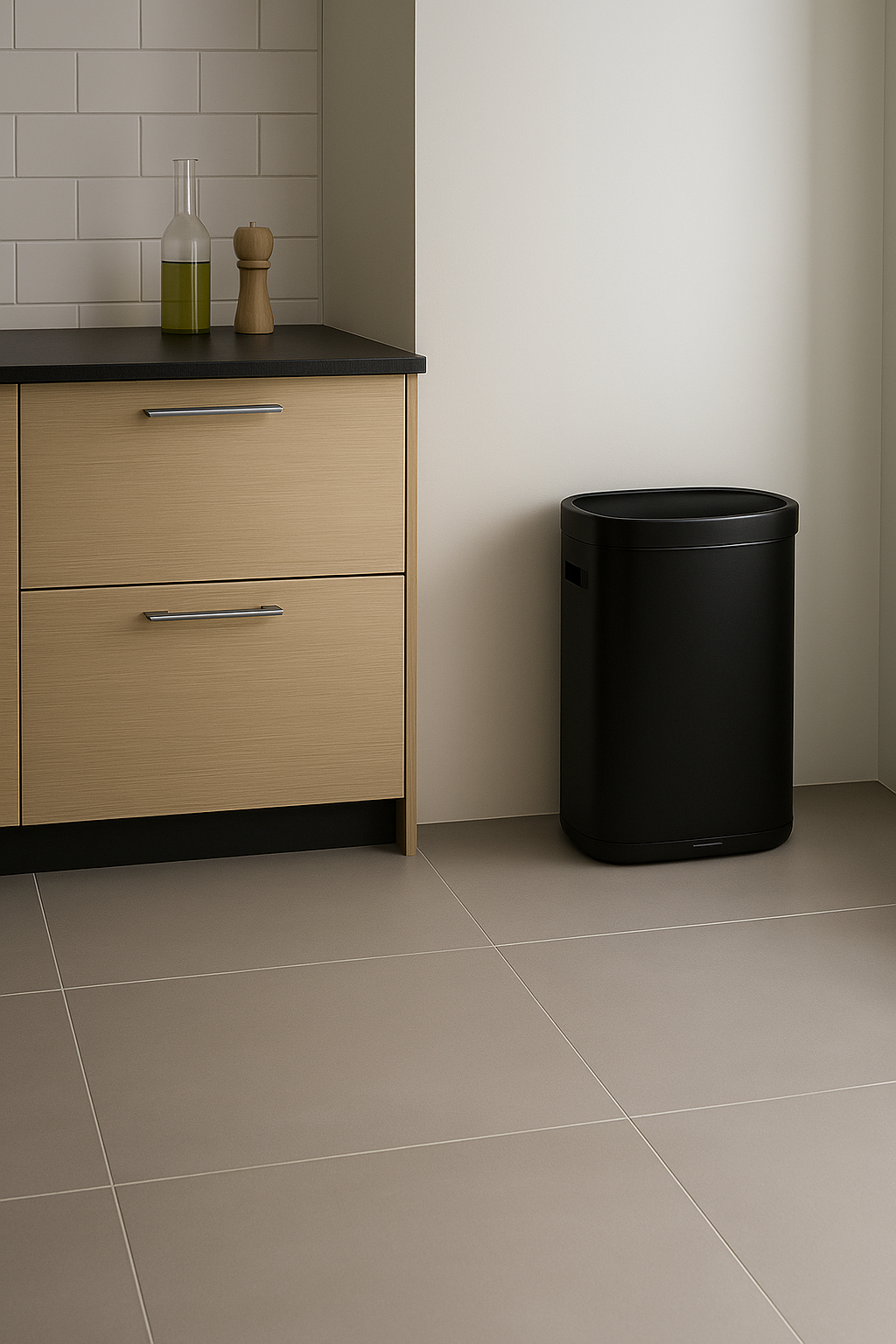 Poubelle Mira avec couvercle à fermeture douce et voyant d'état LED 50 litres Noire