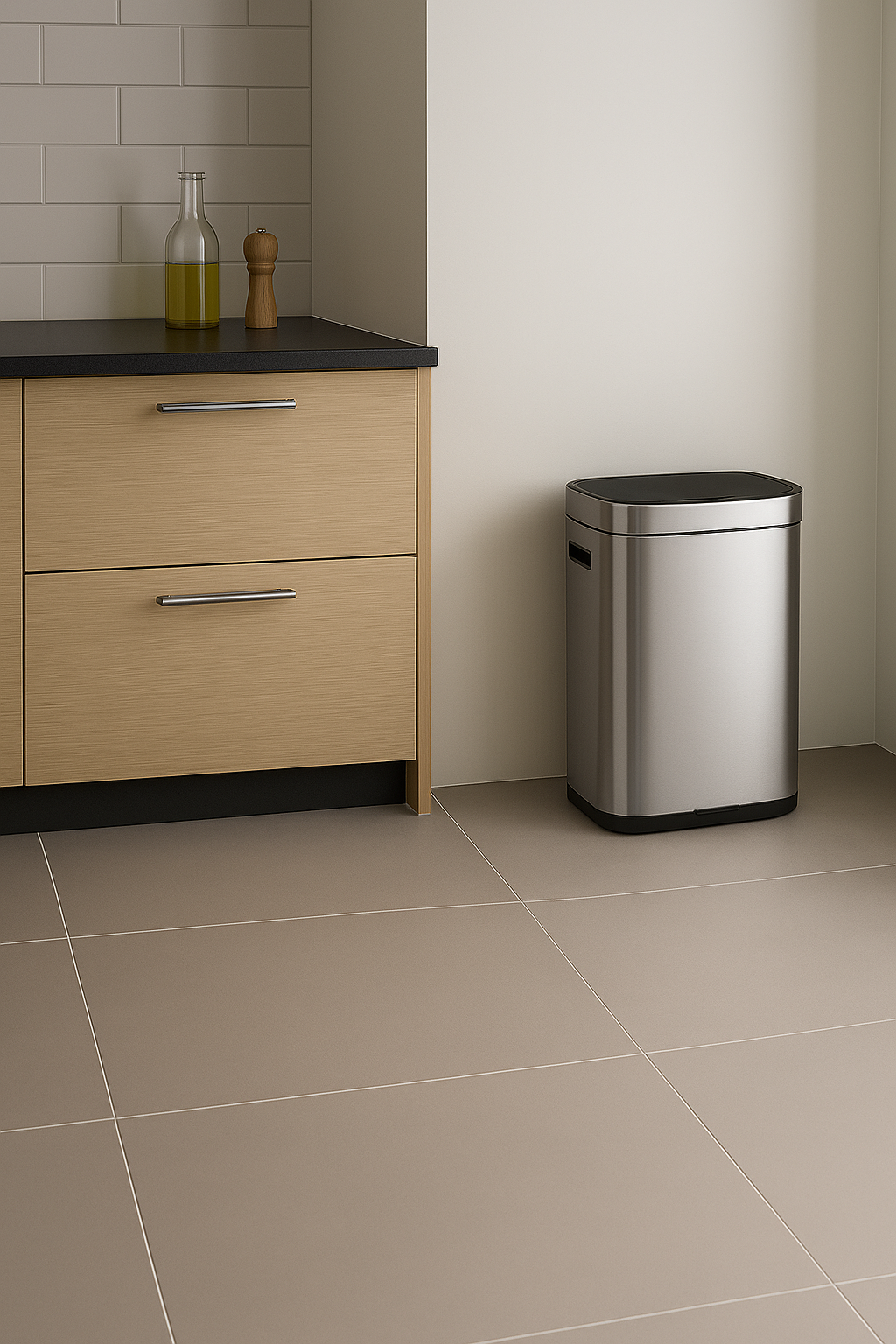 Poubelle Mira avec couvercle à fermeture douce et voyant d'état LED 50 litres Argent