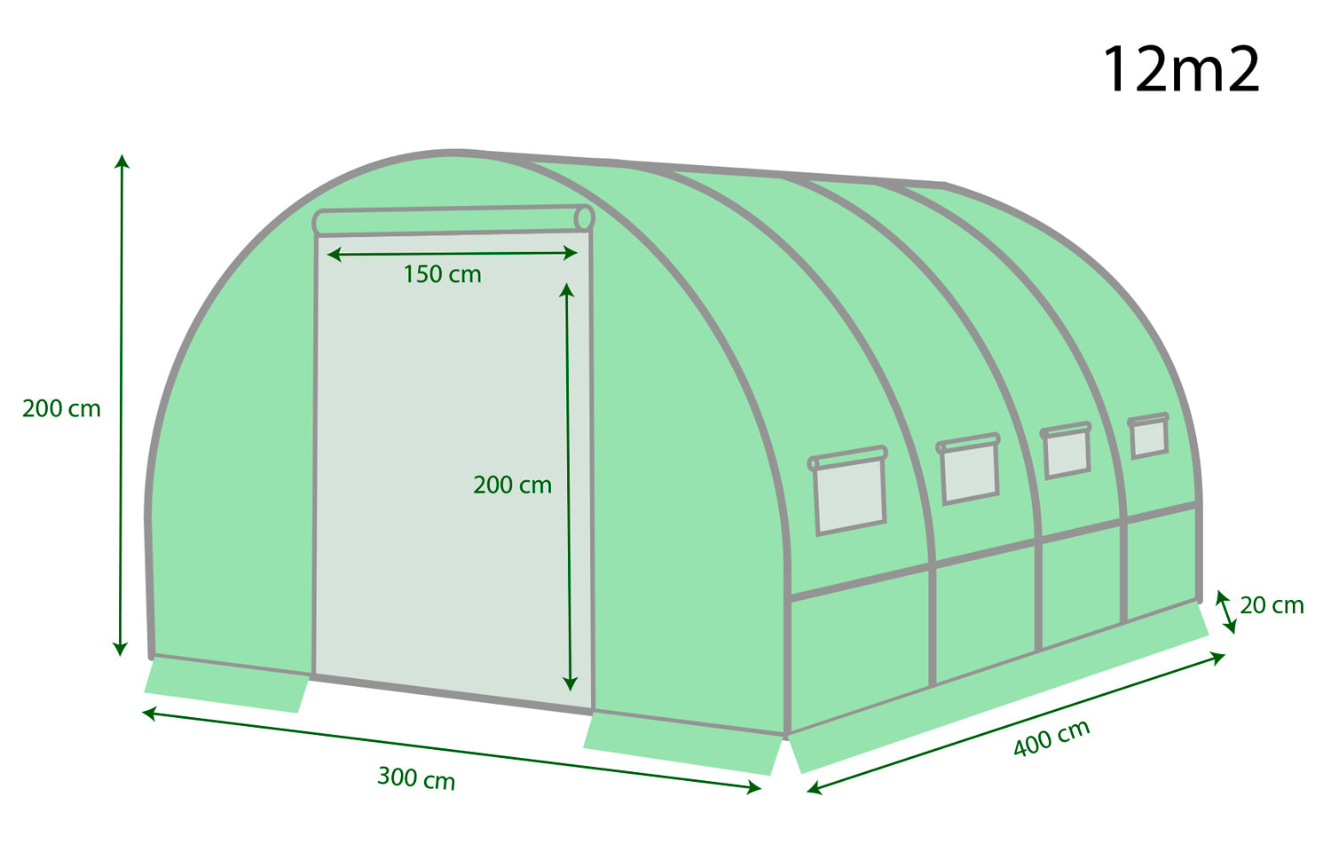 Serre de Jardin - bache armee - 12m2