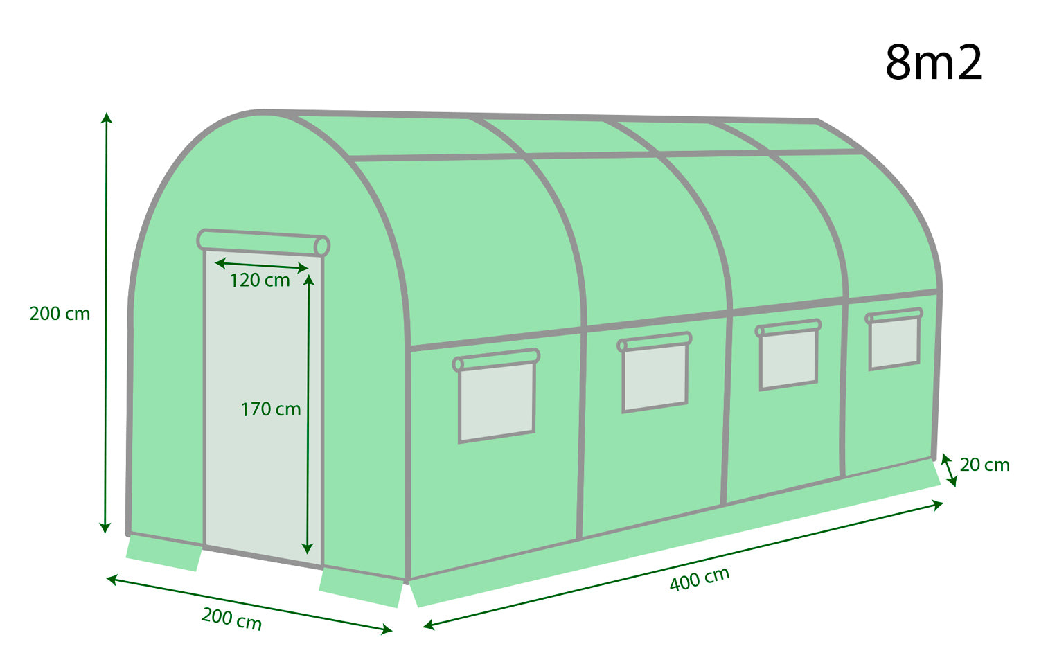 Serre de Jardin - bache armee - 8m2