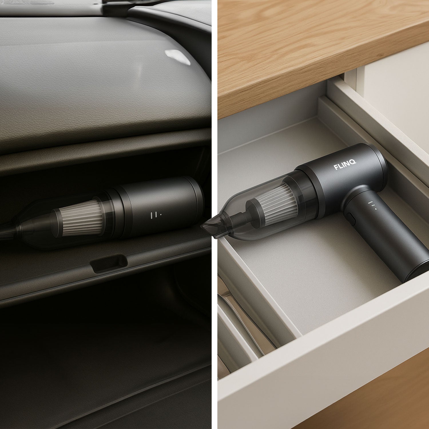 FlinQ - Aspirateur portatif sans fil et sans sac mutifonction V3 - Aspiration et soufflage - Accessoires inclus