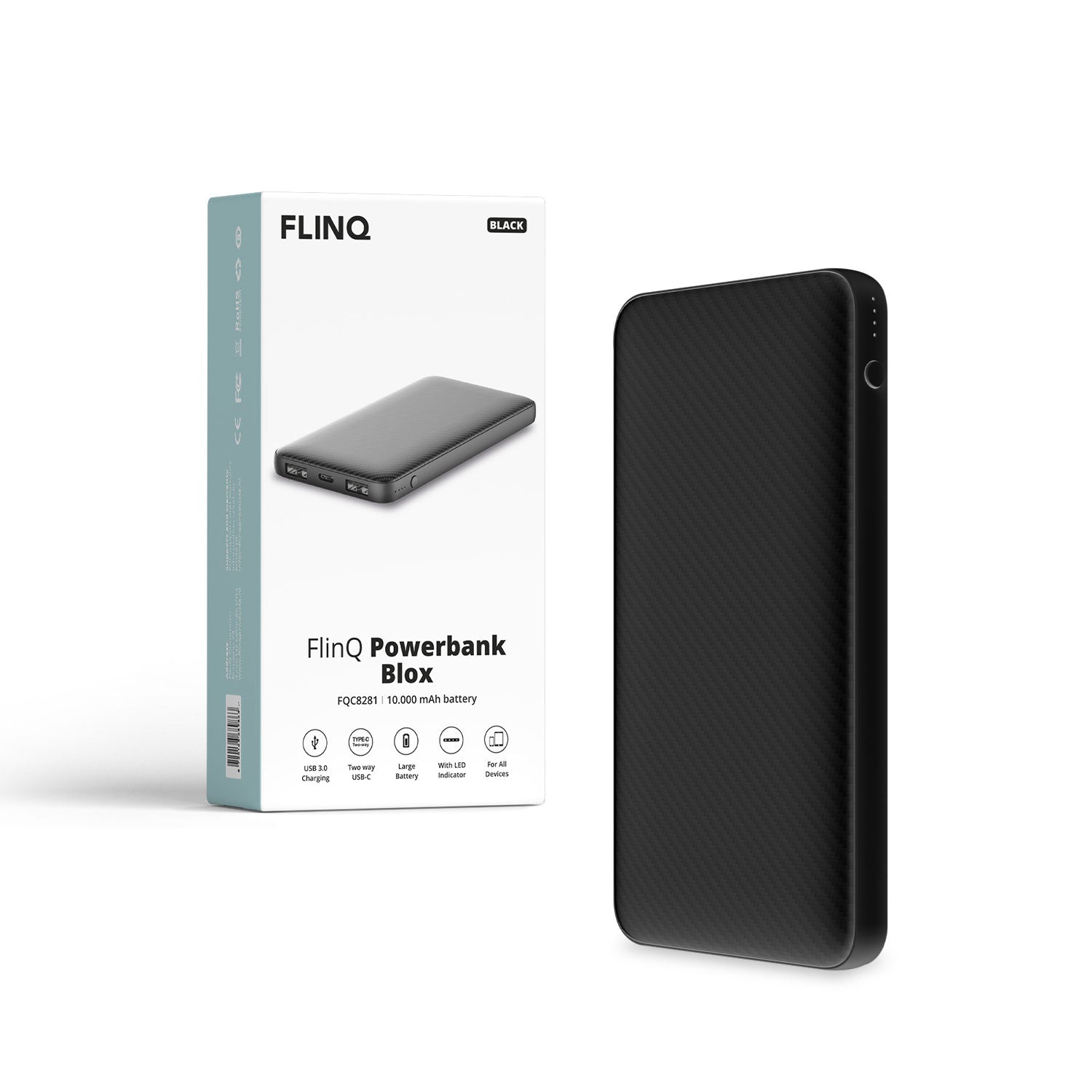 Chargeur mobile Blox 10 000mAh Noir FlinQ