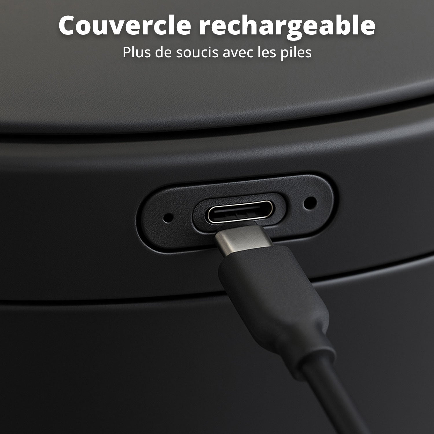 Poubelle Velo avec couvercle à fermeture douce et voyant d'état LED 50 litres Argent