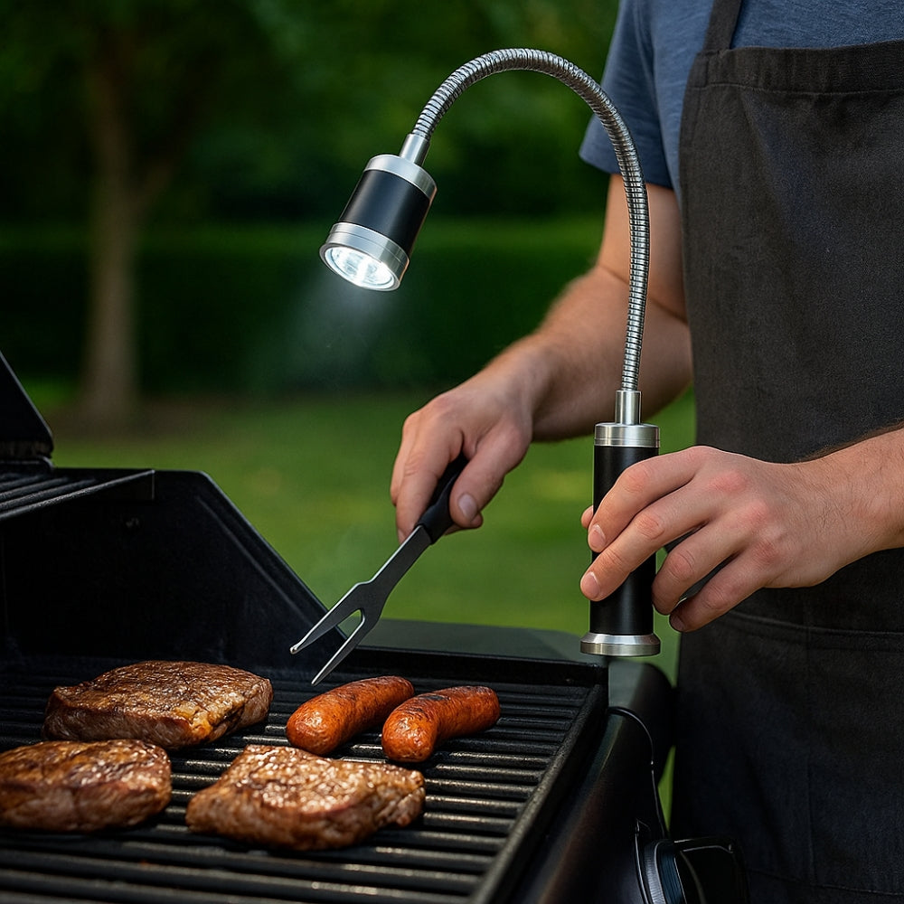 Lampe LED Barbecue avec Base Aimantée Tête Inclinable 360 Degrés