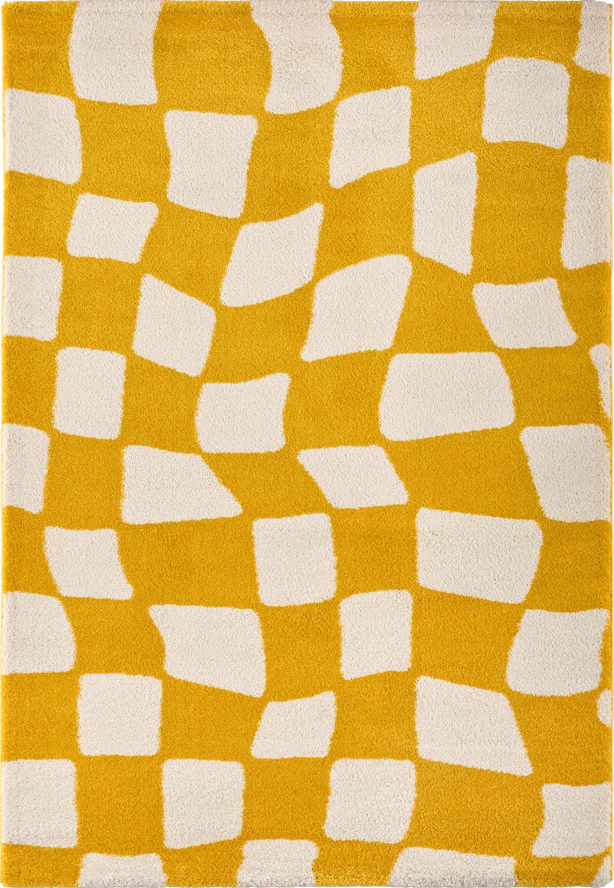 Tapis vintage année 70 jaune - Groovy