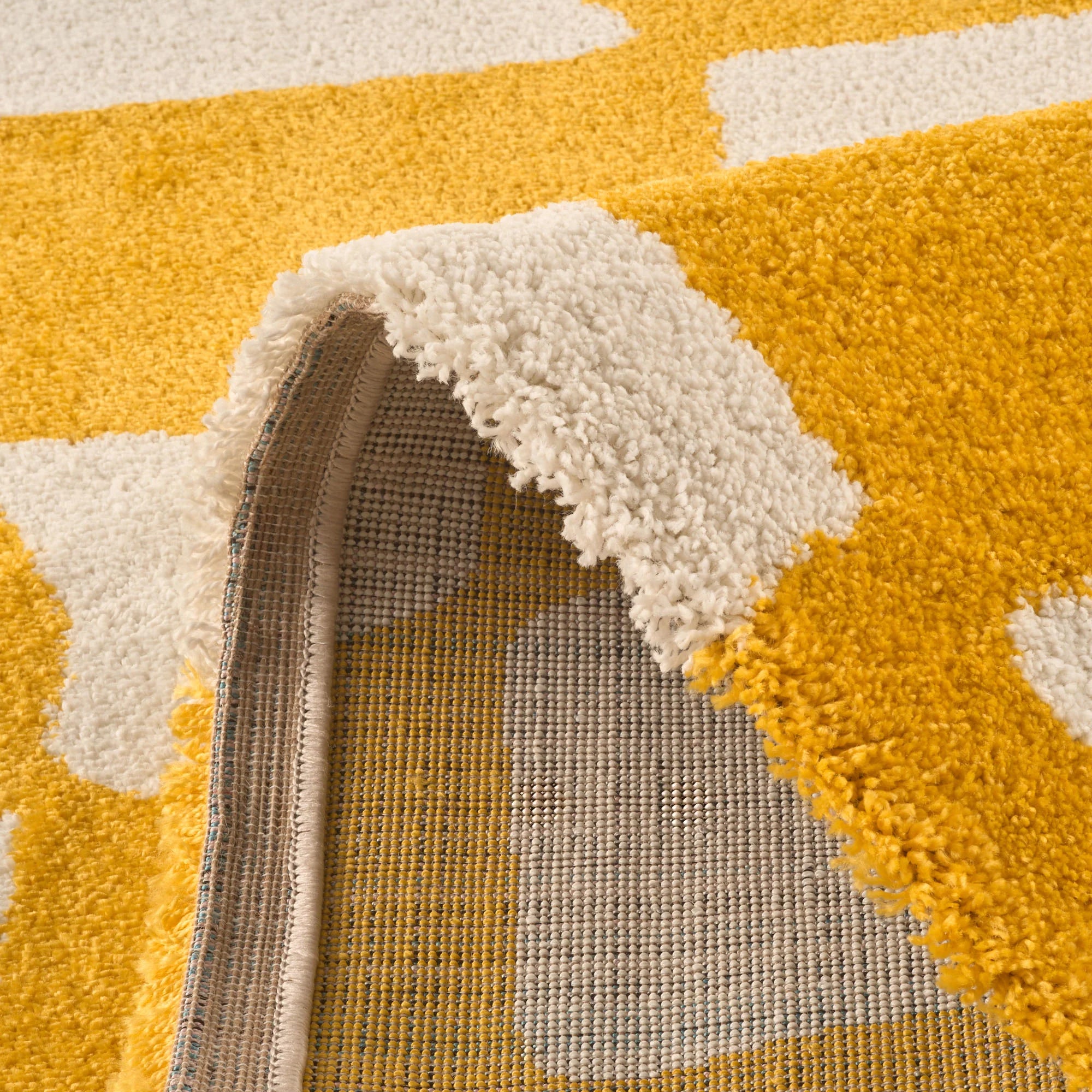 Tapis vintage année 70 jaune - Groovy
