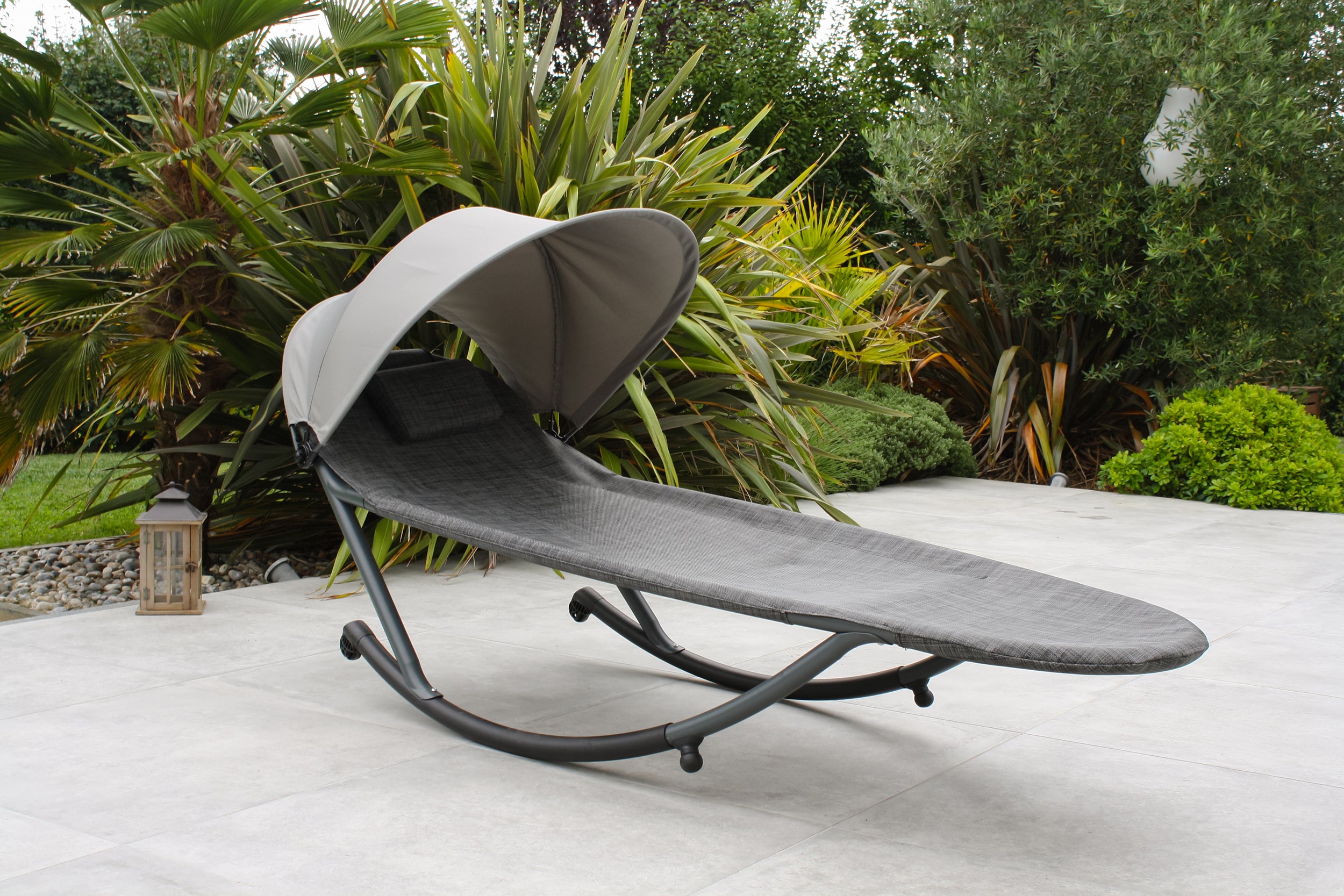 Bain de soleil HOSSEGOR en acier avec brise-soleil - GRIS