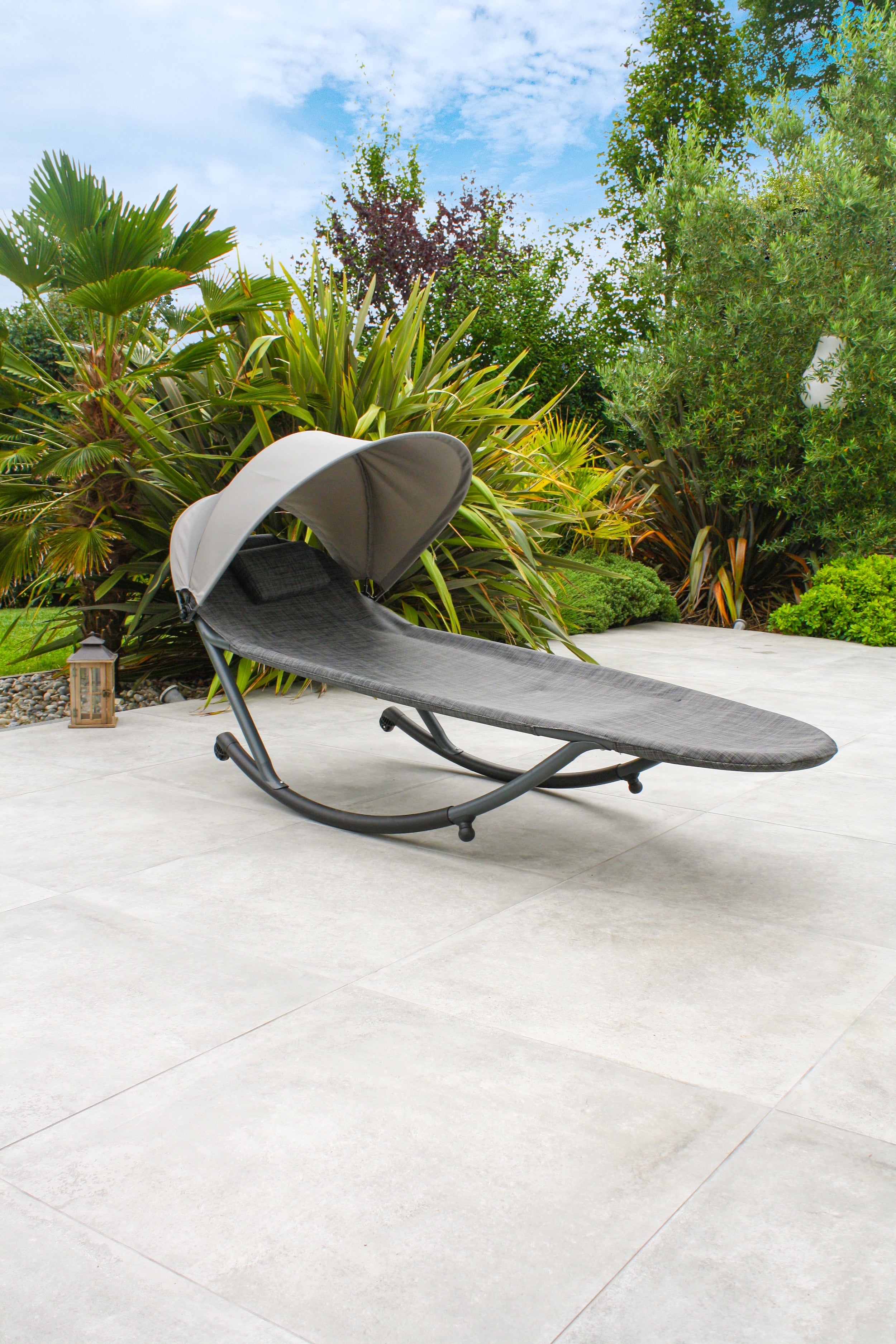 Bain de soleil HOSSEGOR en acier avec brise-soleil - GRIS