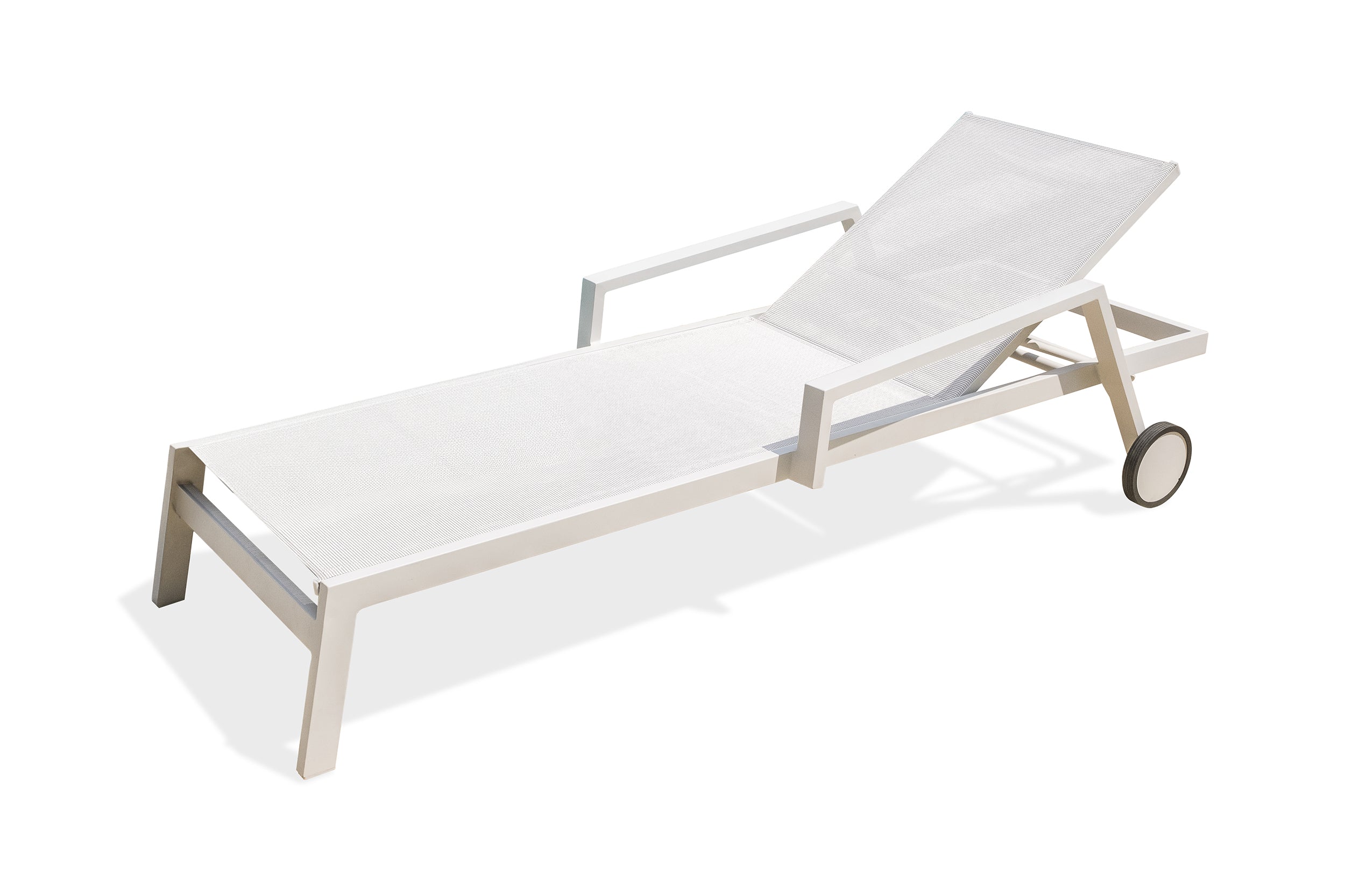 Bain de soleil multi-positions IBIZA en aluminium et textilène - BLANC