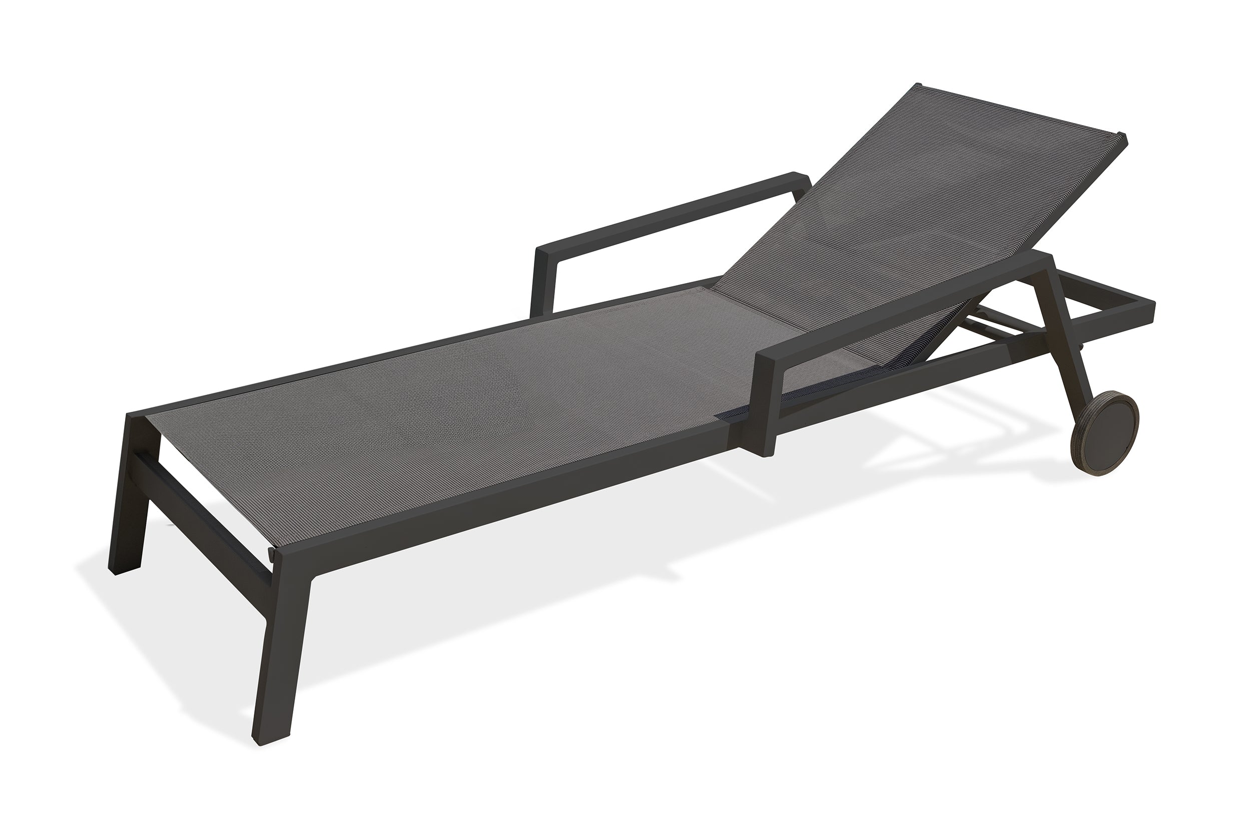 Bain de soleil multi-positions IBIZA en aluminium et textilène - GRIS ANTHRACITE