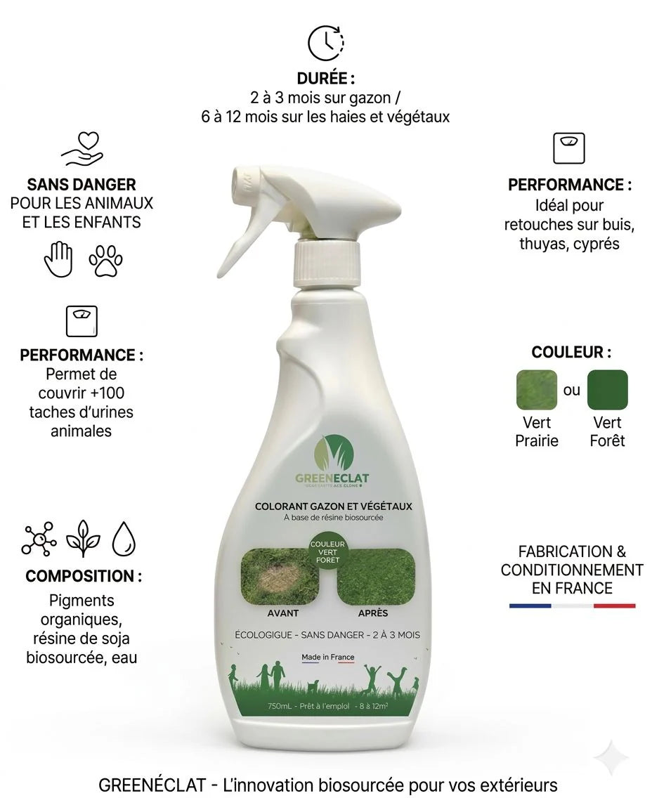 Colorant naturel gazon et thuyas vert forêt - résultat immédiat - 750ml