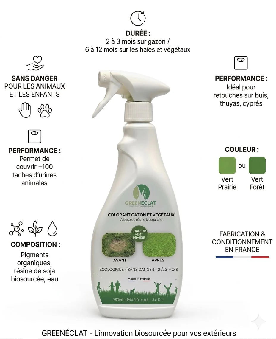 Colorant naturel gazon et buis vert prairie - résultat immédiat - 750ml