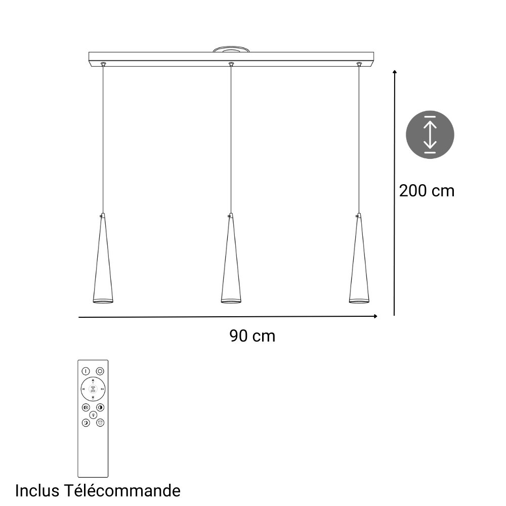 Suspension d’interieur dimmable mavea noire