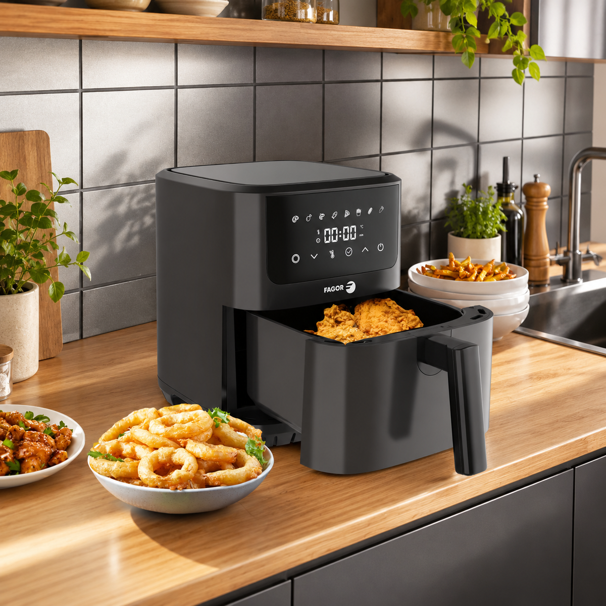 Friteuse à air chaud Air fryer 6,5L 1600W Noir
