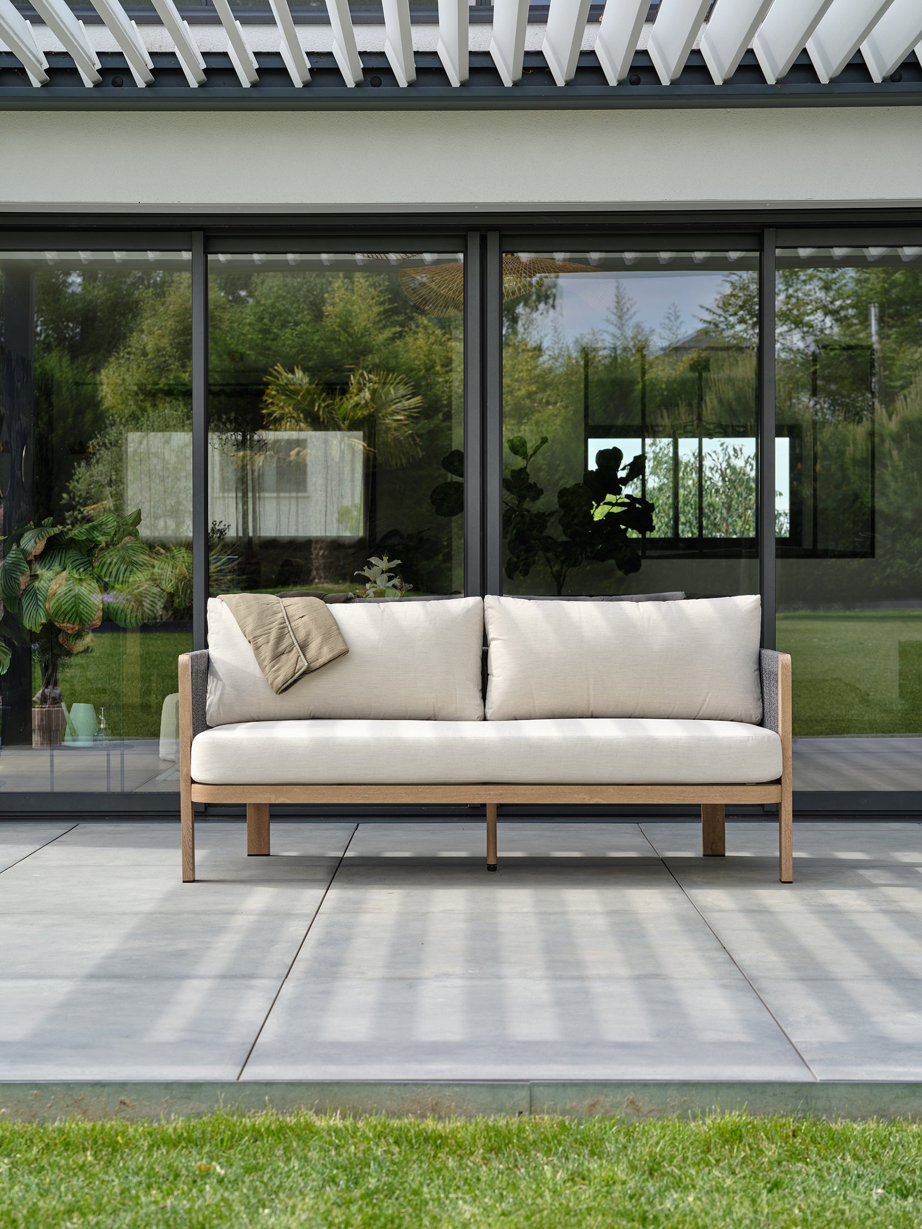 Salon bas de jardin Jespar en aluminium - Effet bois