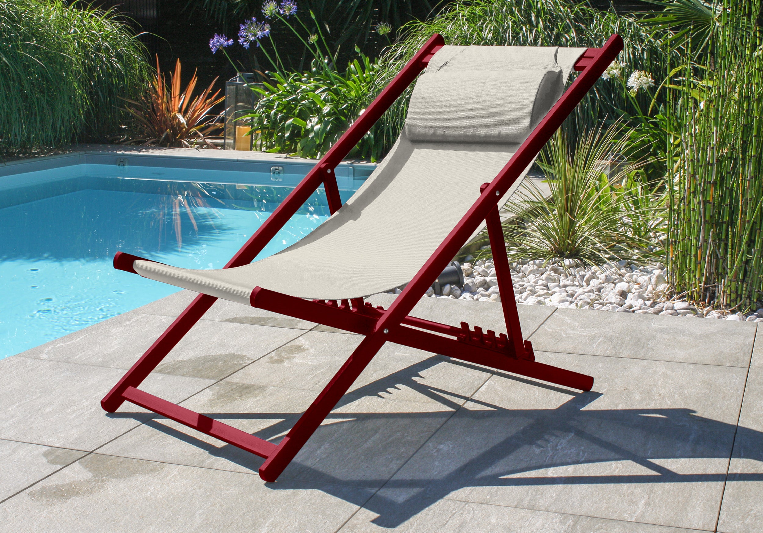 Chilienne de jardin pliante JULIA en textilène gris et aluminium - CARMIN