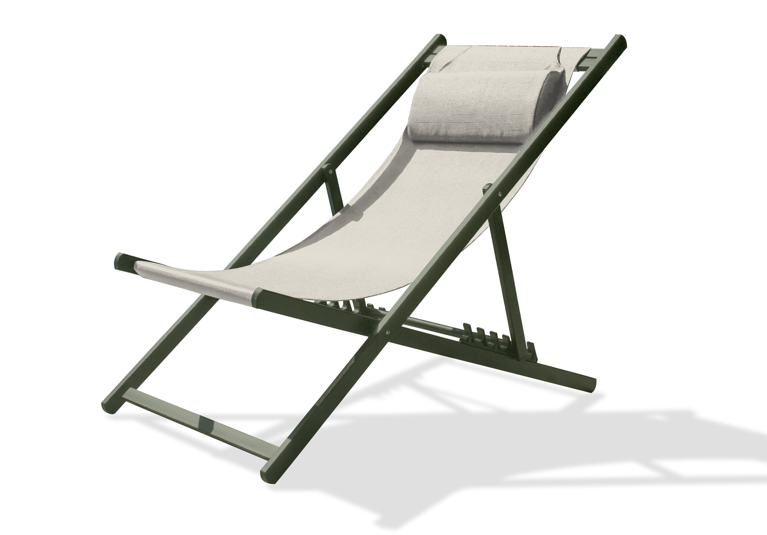 Chilienne de jardin pliante JULIA en textilène gris et aluminium - KAKI