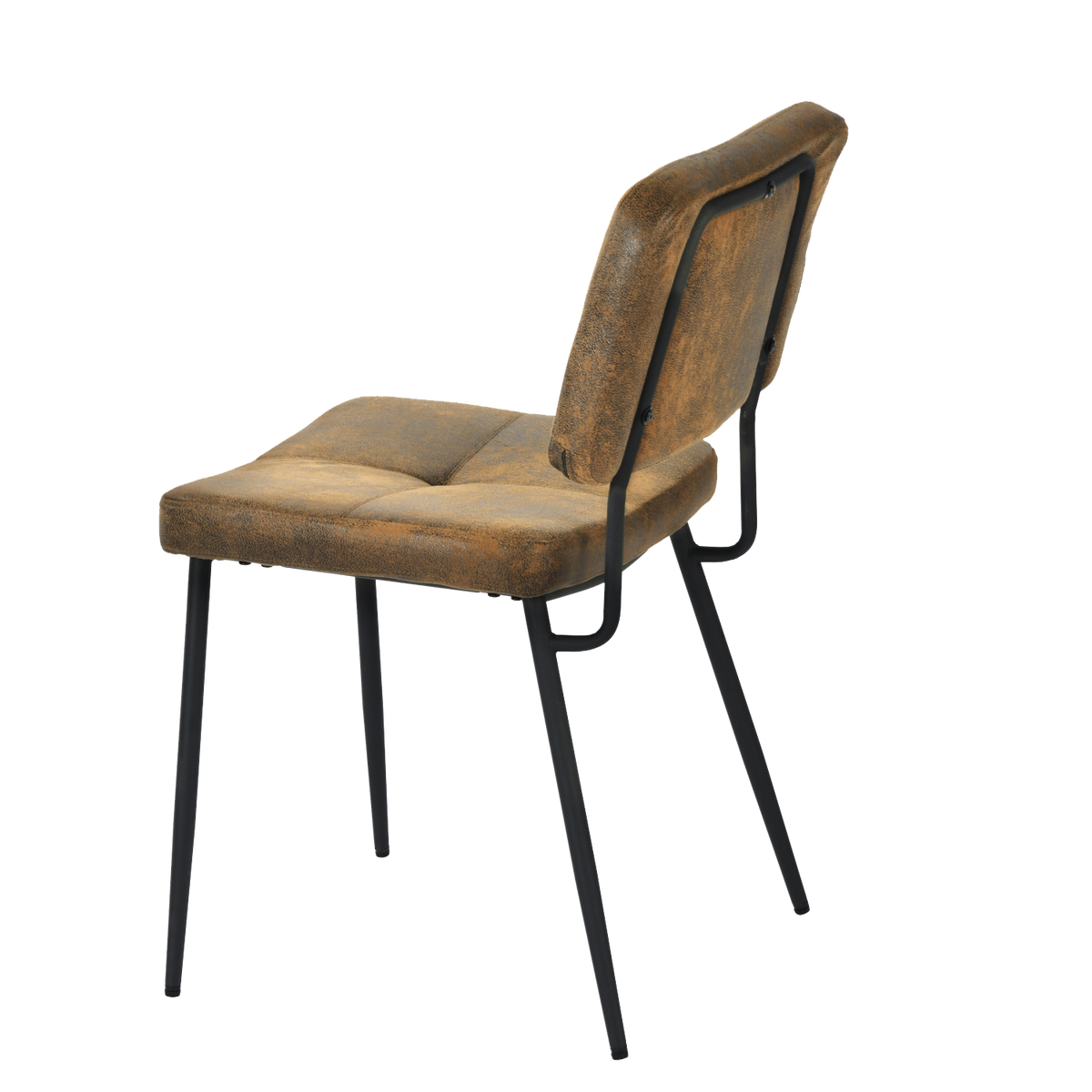Karomi - Ensemble de 2 chaises de salle à manger industrielles en suédine brune