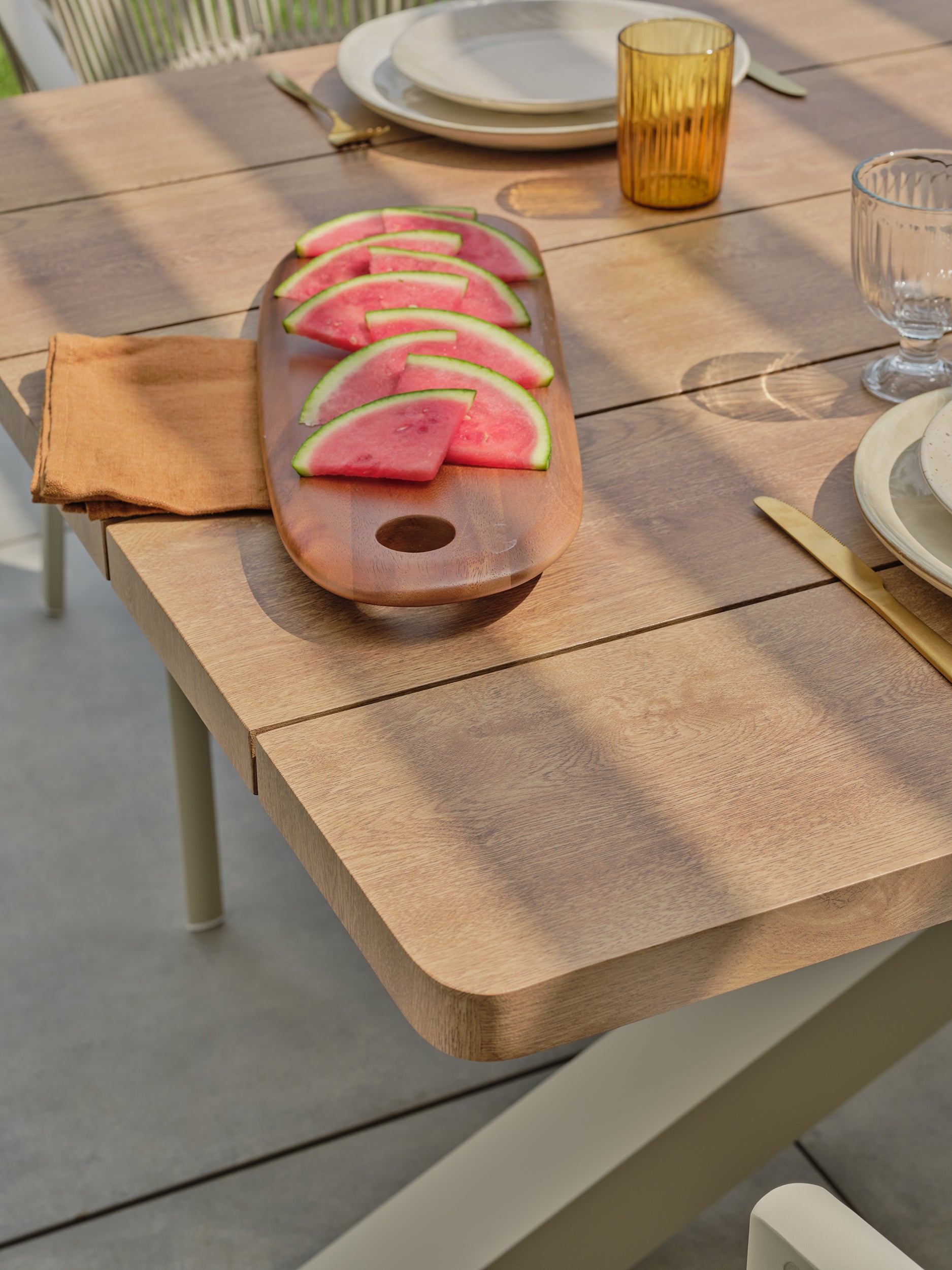 Table de jardin aluminium Kelia 8 personnes - Grège 220 cm