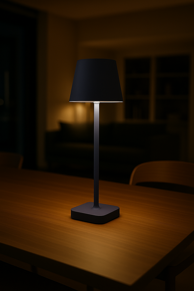 FlinQ - Lampe de table - Rechargeable - Intensité variable avec mode mémoire - 3 niveaux d'éclairage - 38 cm - Bleue