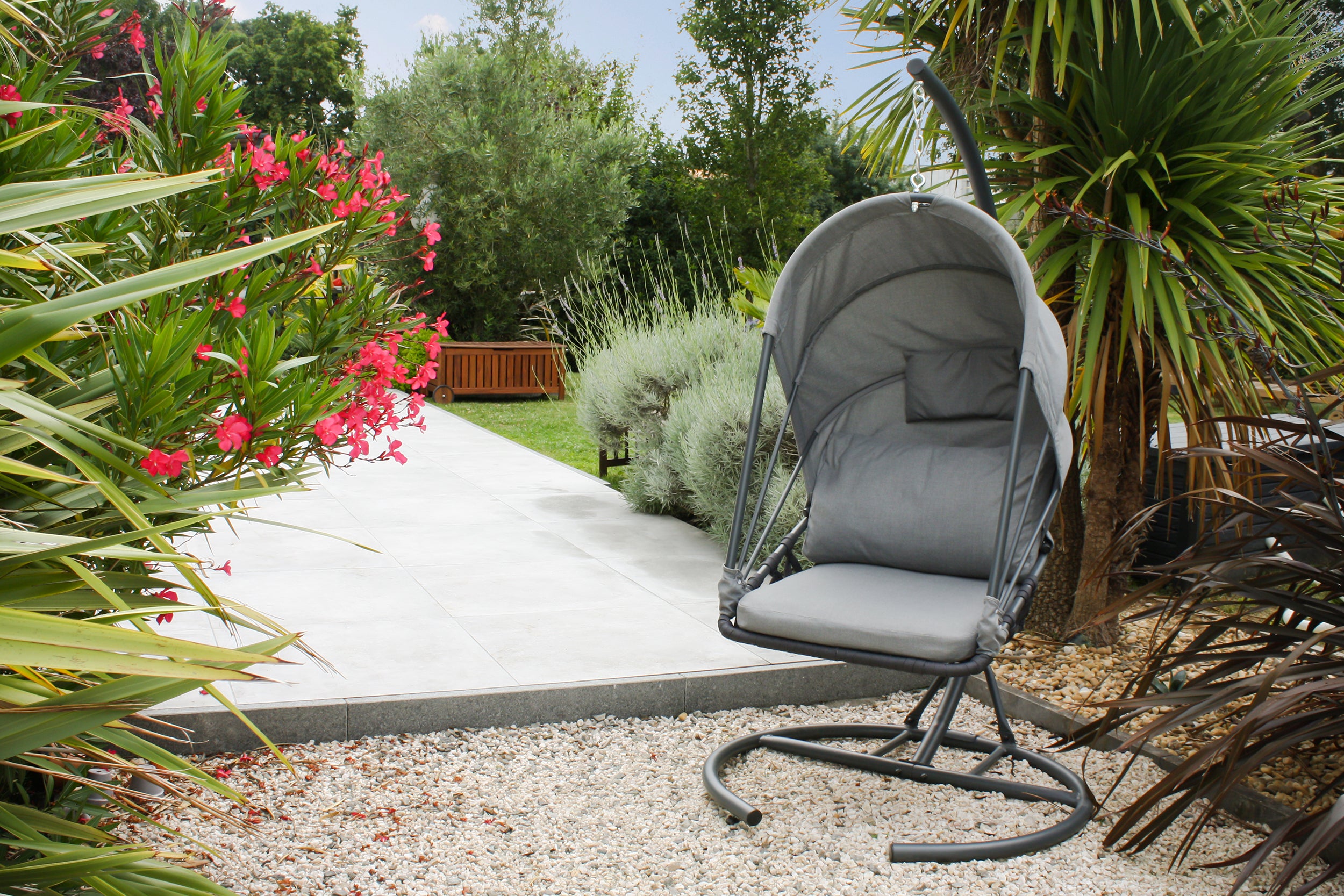 Balancelle de jardin LACANAU avec coussins - GRIS ANTHRACITE