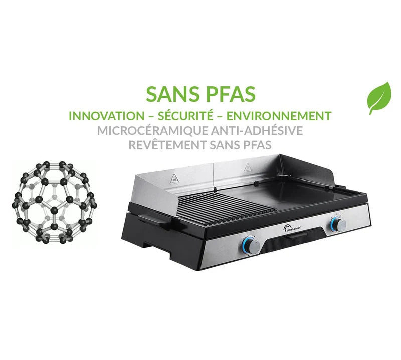 Plancha Électrique 2200 W 50 X 30 Cm 2 Zones Grill Et Plancha