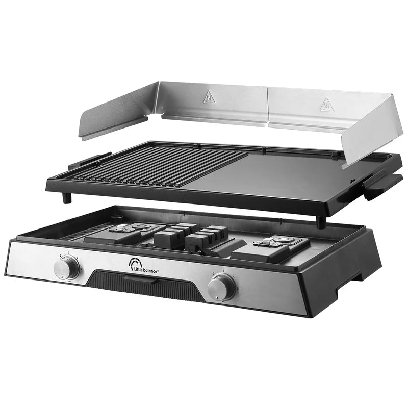 Plancha Électrique 2200 W 50 X 30 Cm 2 Zones Grill Et Plancha